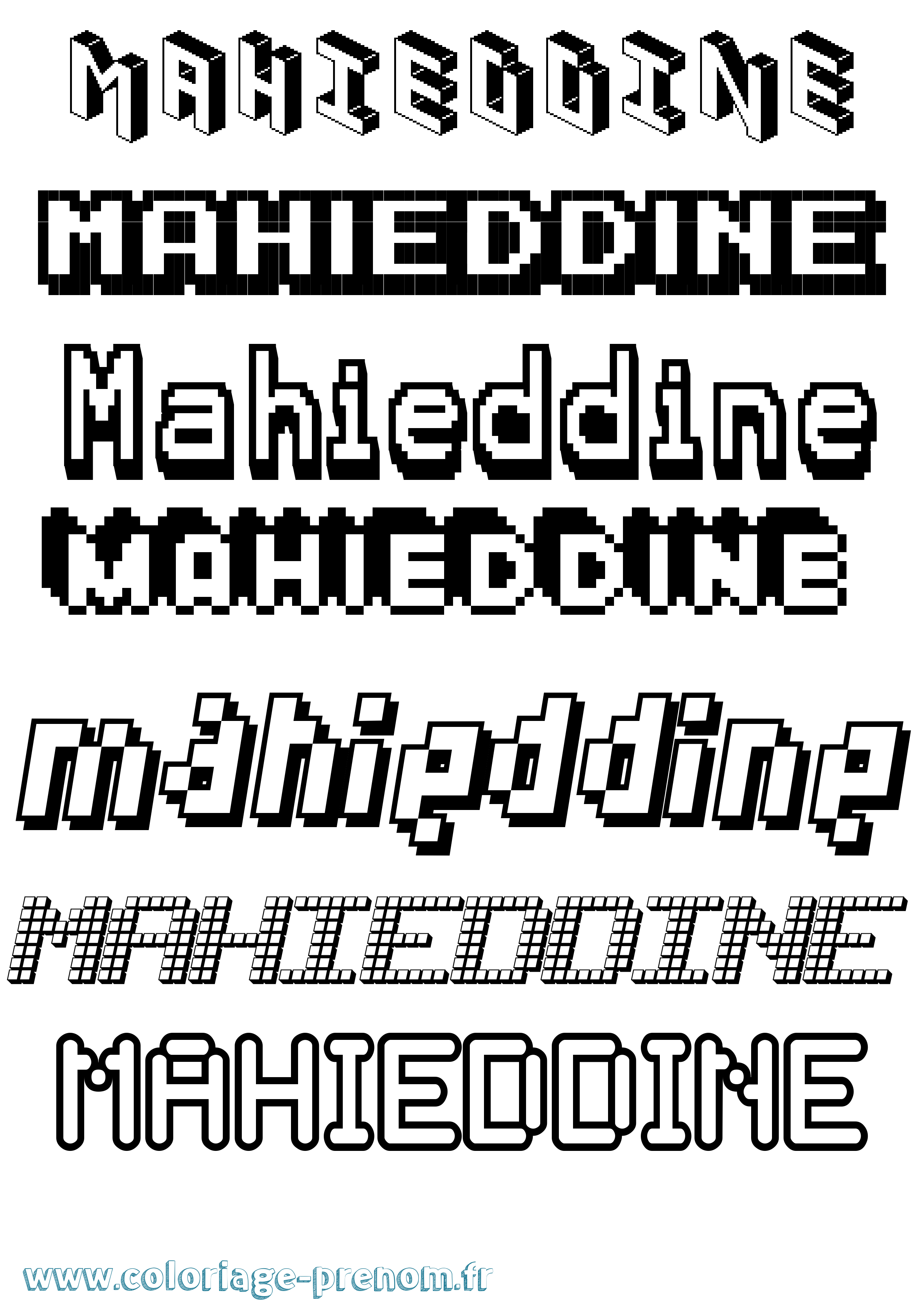Coloriage Mahieddine Pixel Coloriage prénom Mahieddine Pixel
