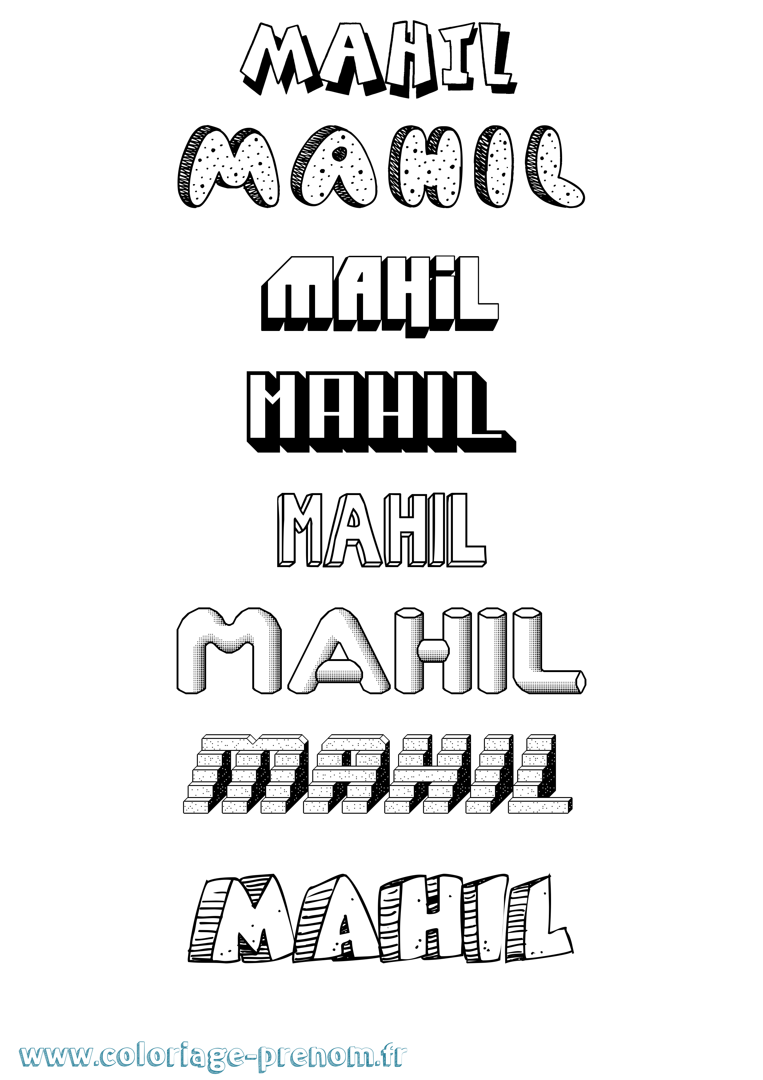 Coloriage Mahil Effet 3D Coloriage prénom Mahil Effet 3D