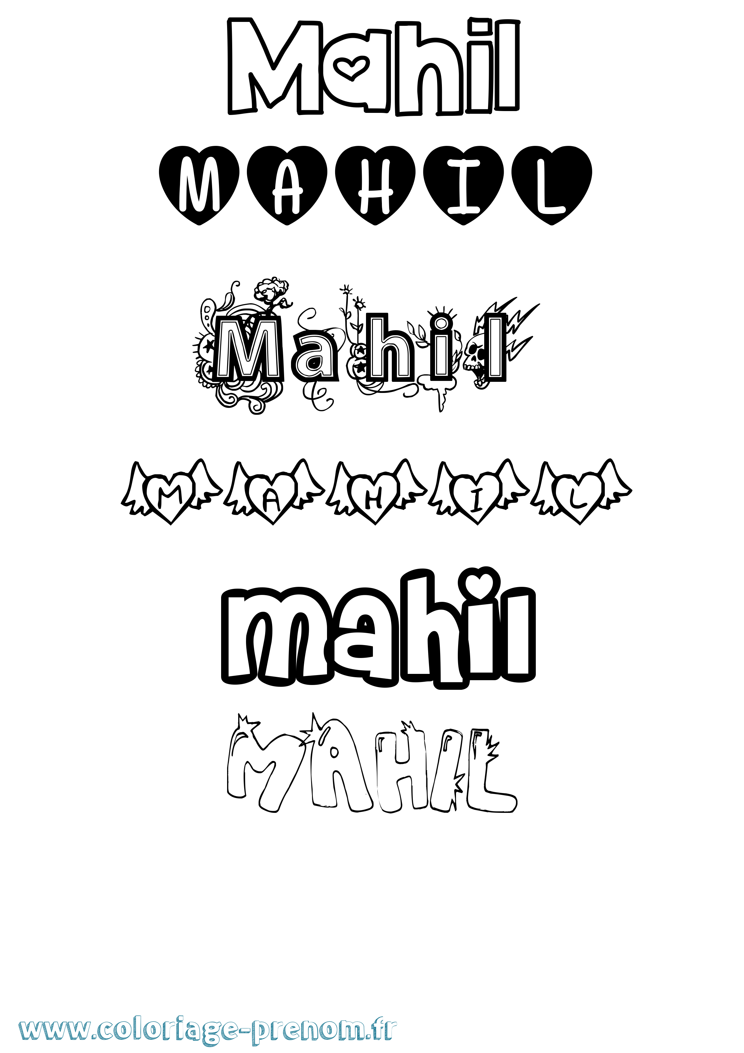 Coloriage Mahil Girly Coloriage prénom Mahil Girly