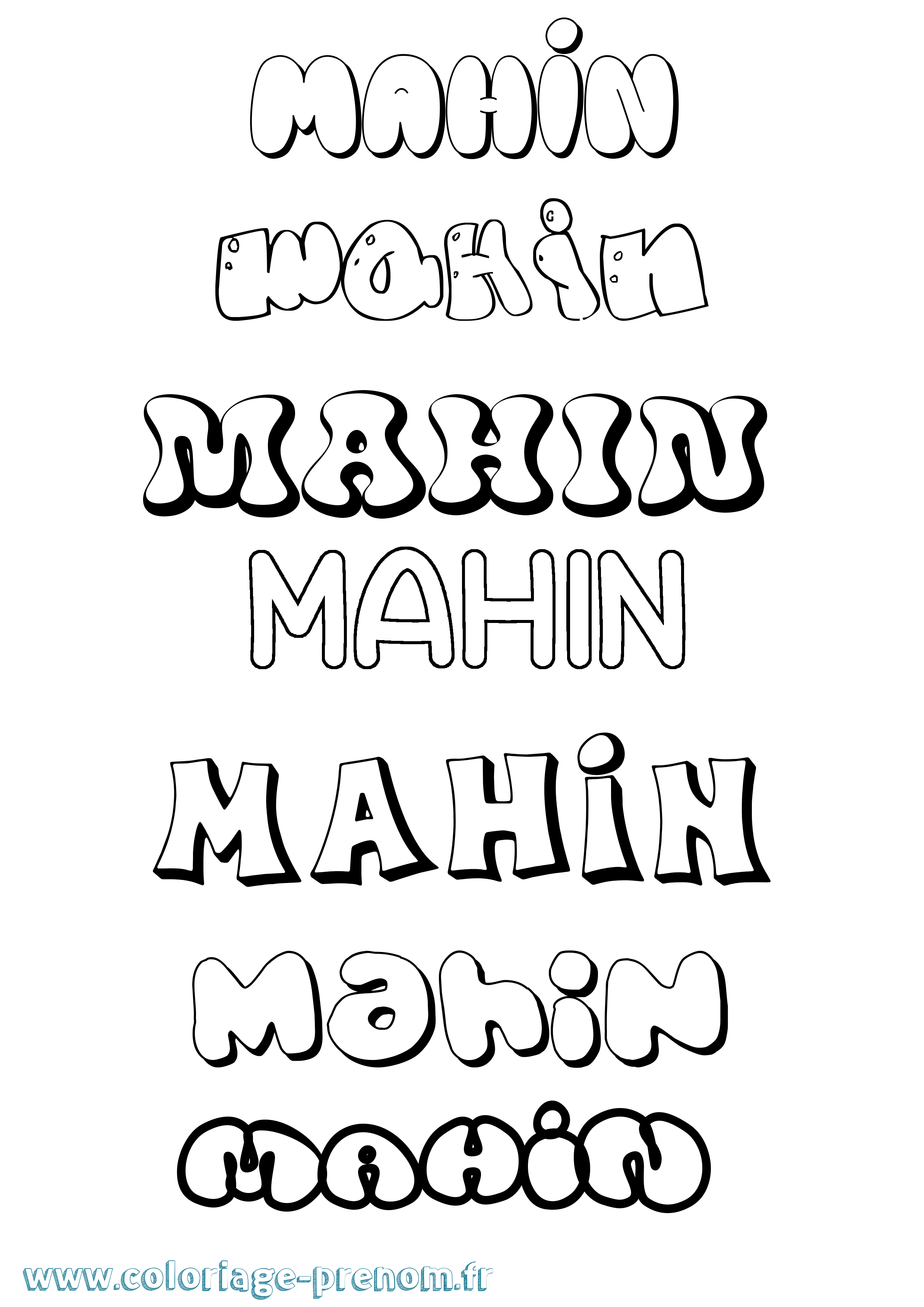 Coloriage Mahin Bubble Coloriage prénom Mahin Bubble