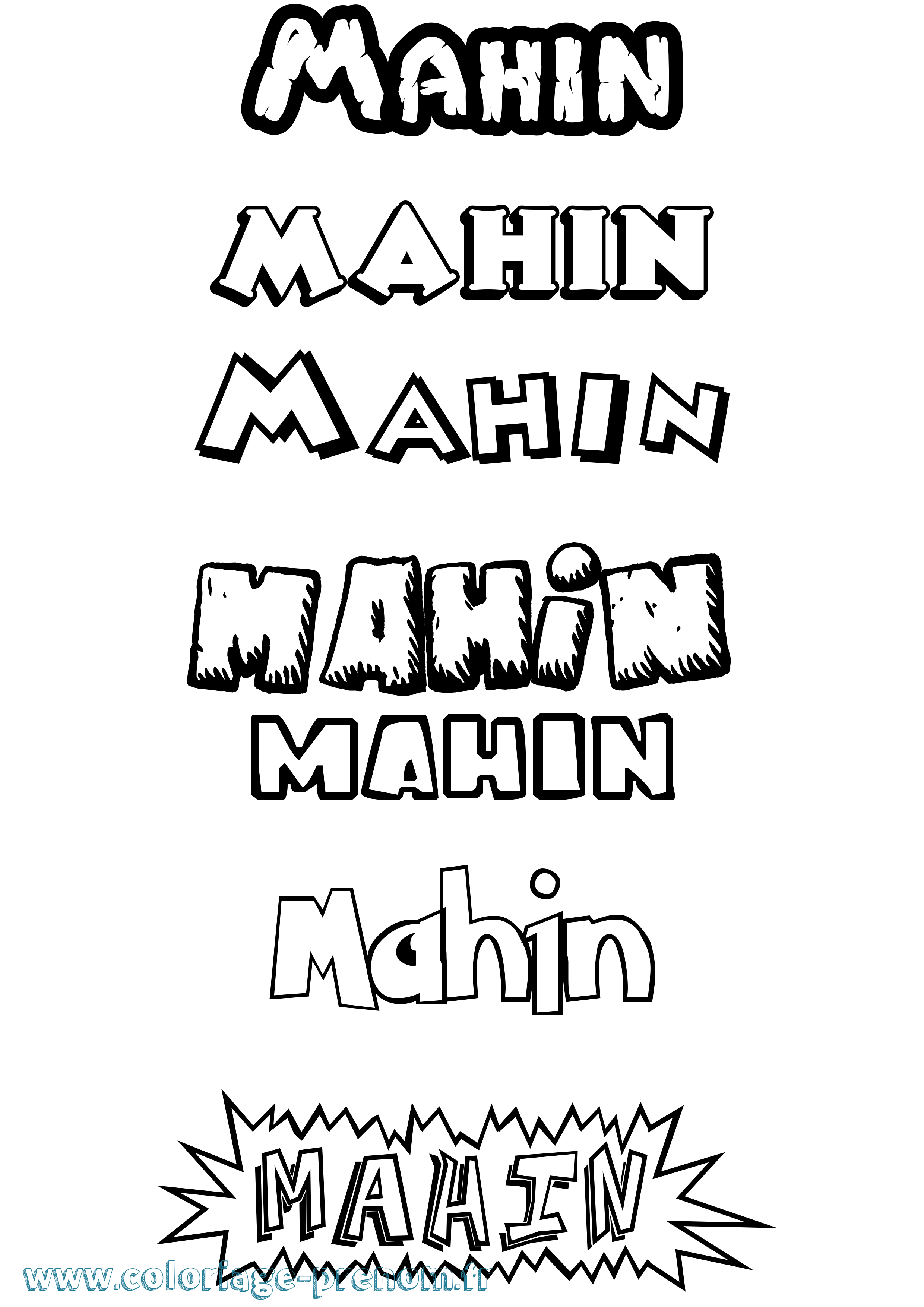 Coloriage Mahin Dessin Animé Coloriage prénom Mahin Dessin Animé