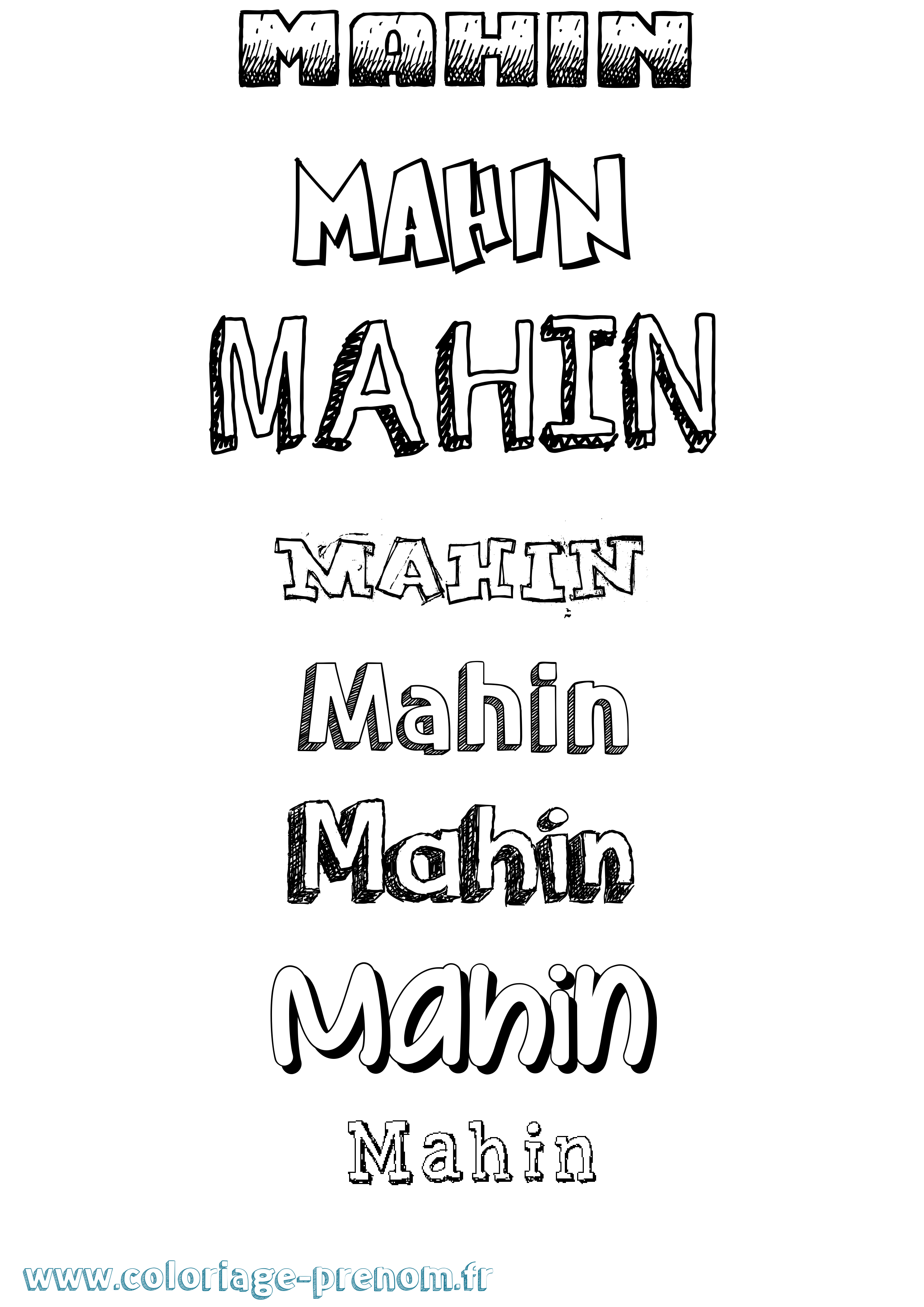 Coloriage Mahin Dessiné Coloriage prénom Mahin Dessiné