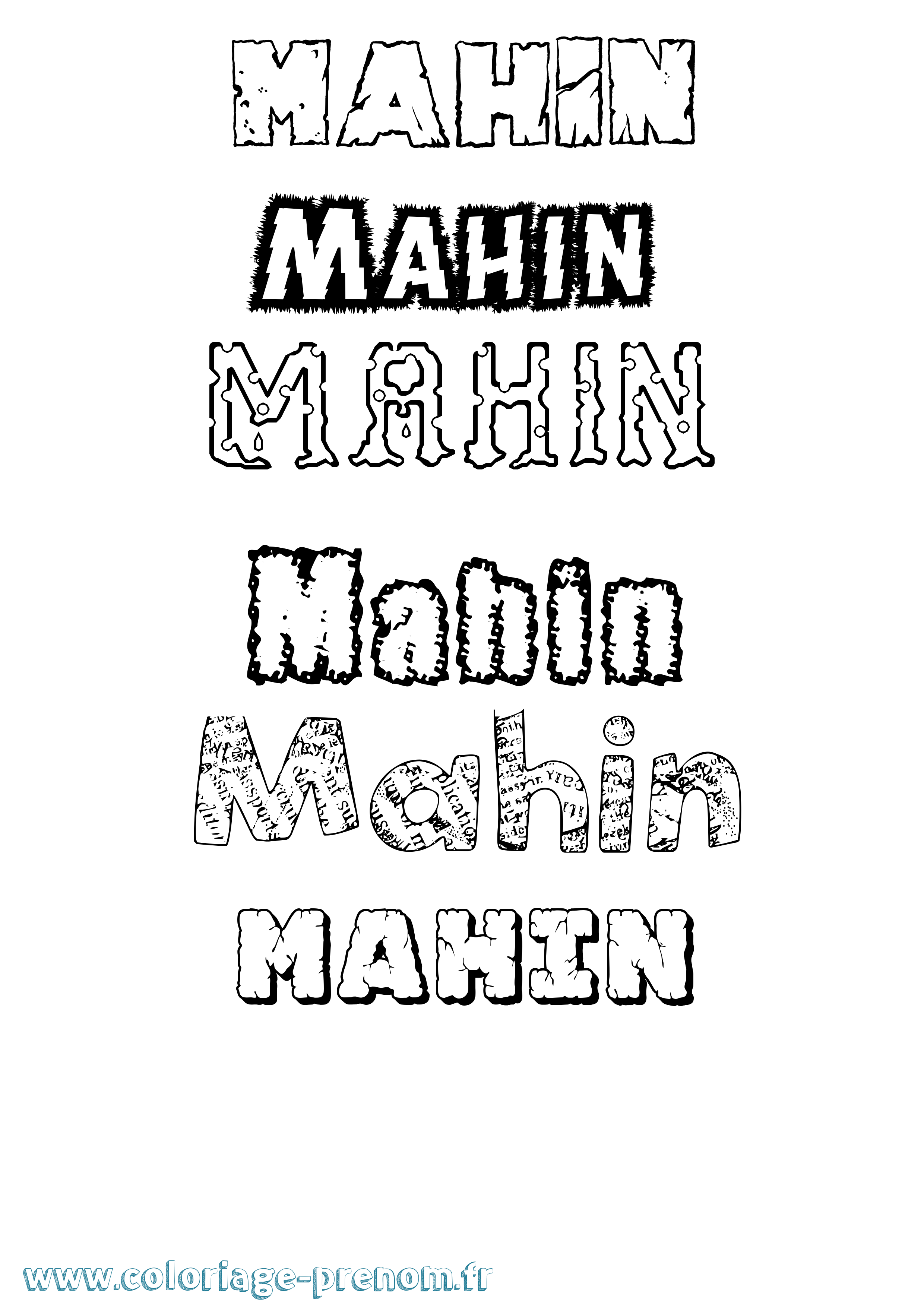 Coloriage Mahin Destructuré Coloriage prénom Mahin Destructuré
