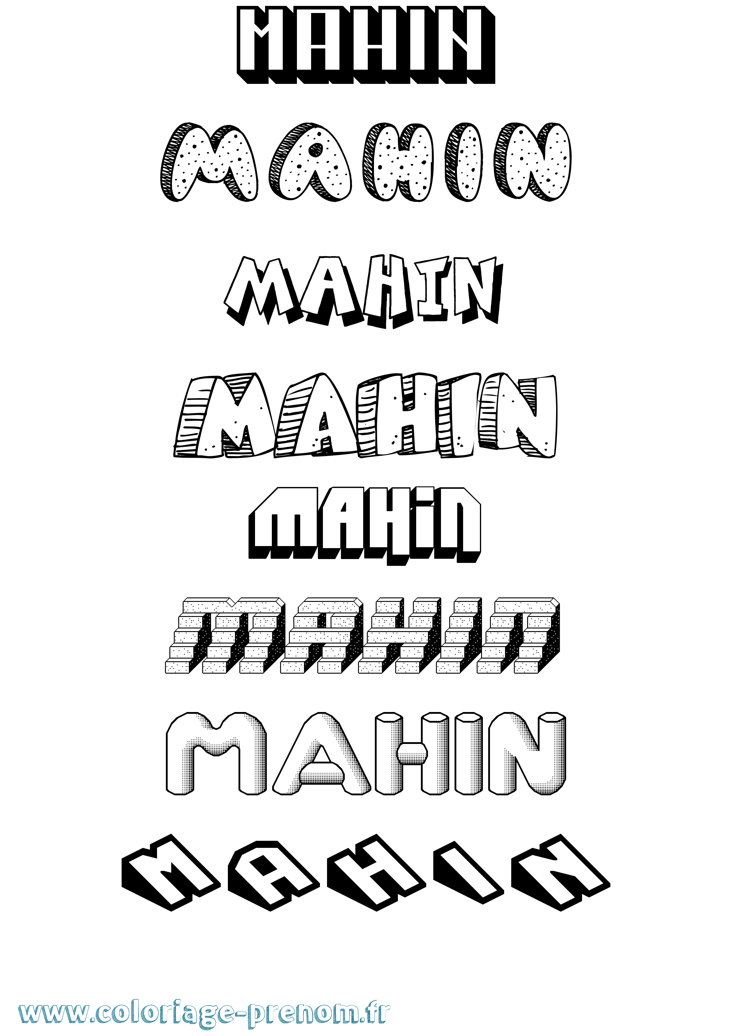 Coloriage Mahin Effet 3D Coloriage prénom Mahin Effet 3D