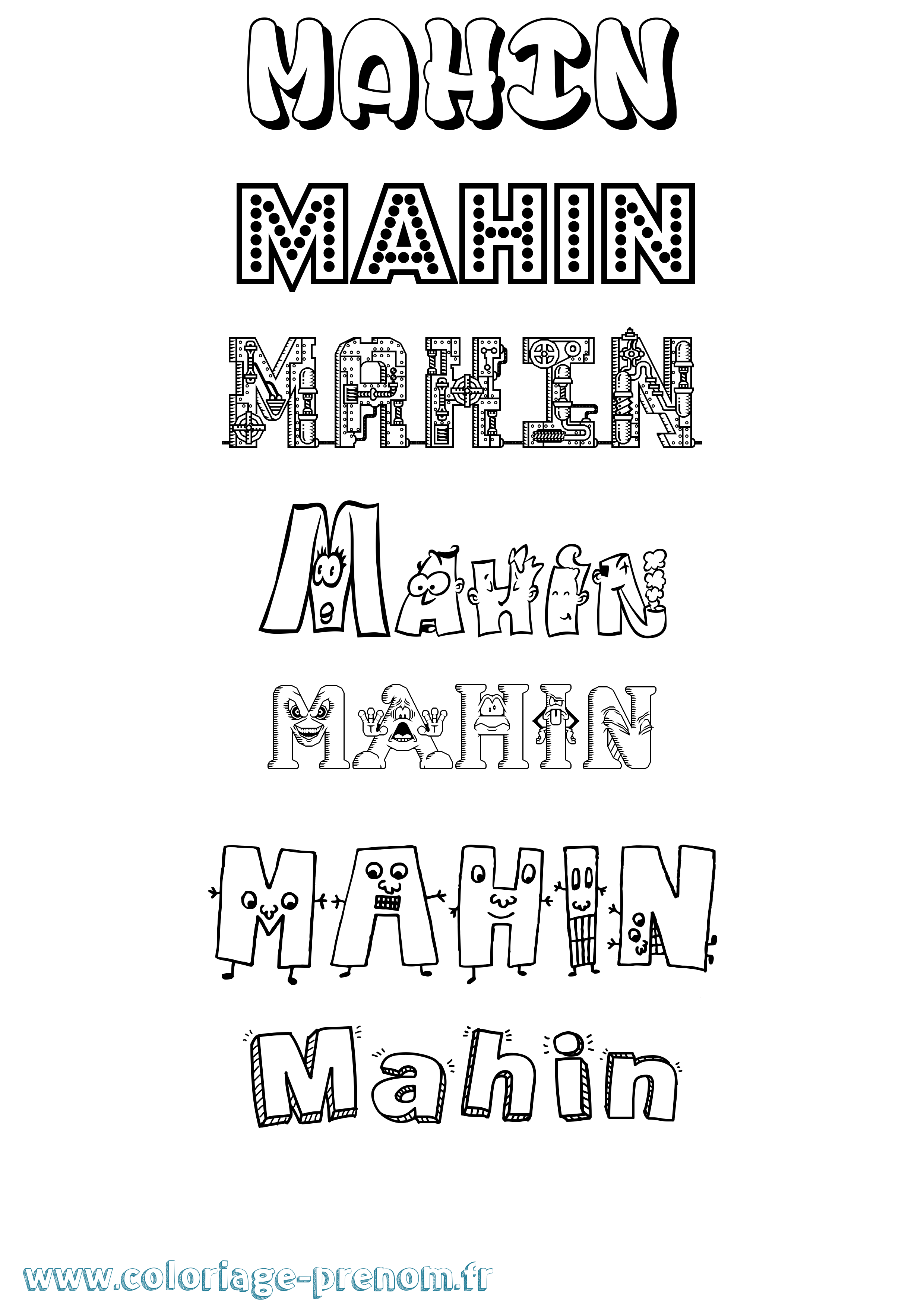 Coloriage Mahin Fun Coloriage prénom Mahin Fun