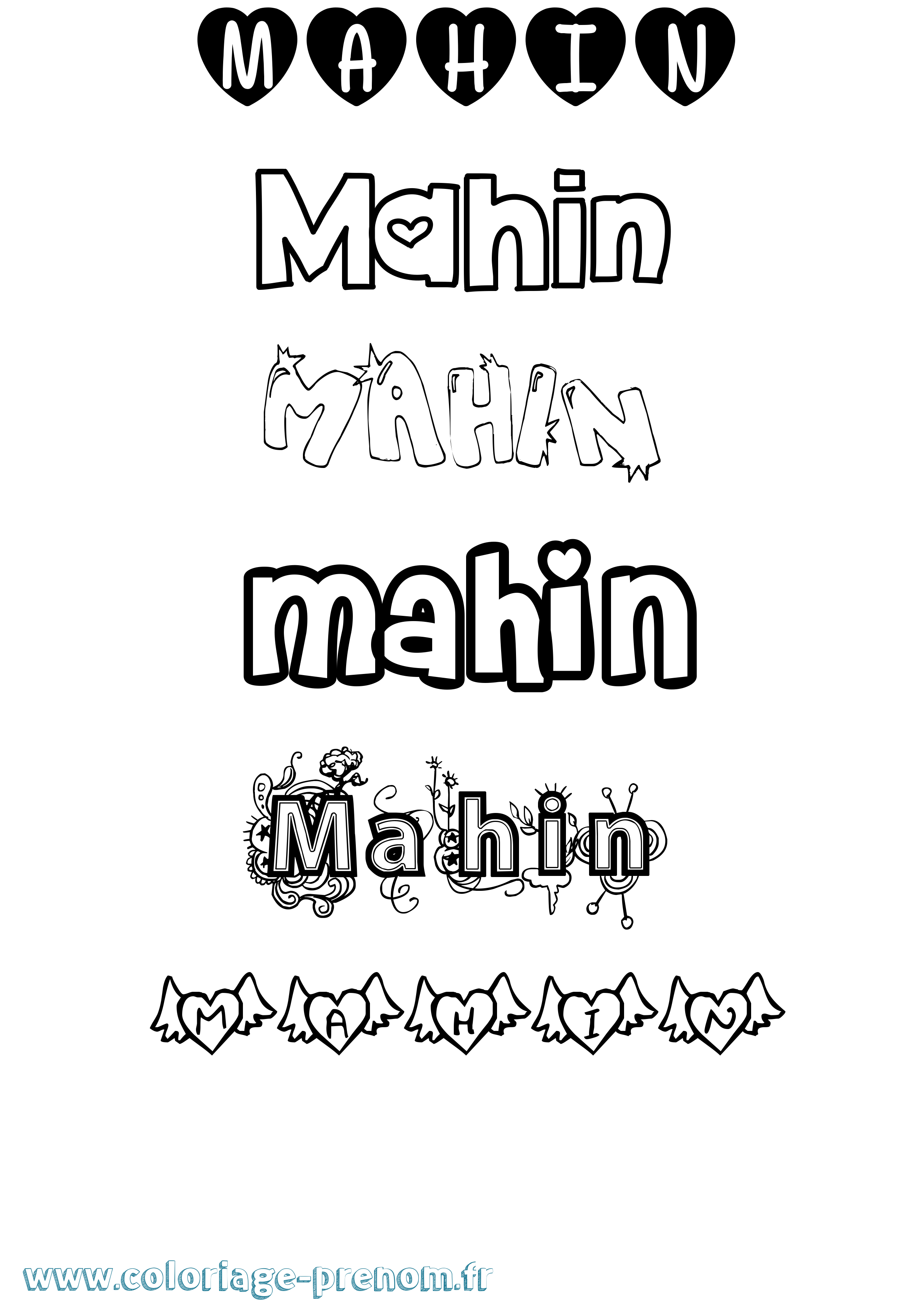 Coloriage Mahin Girly Coloriage prénom Mahin Girly