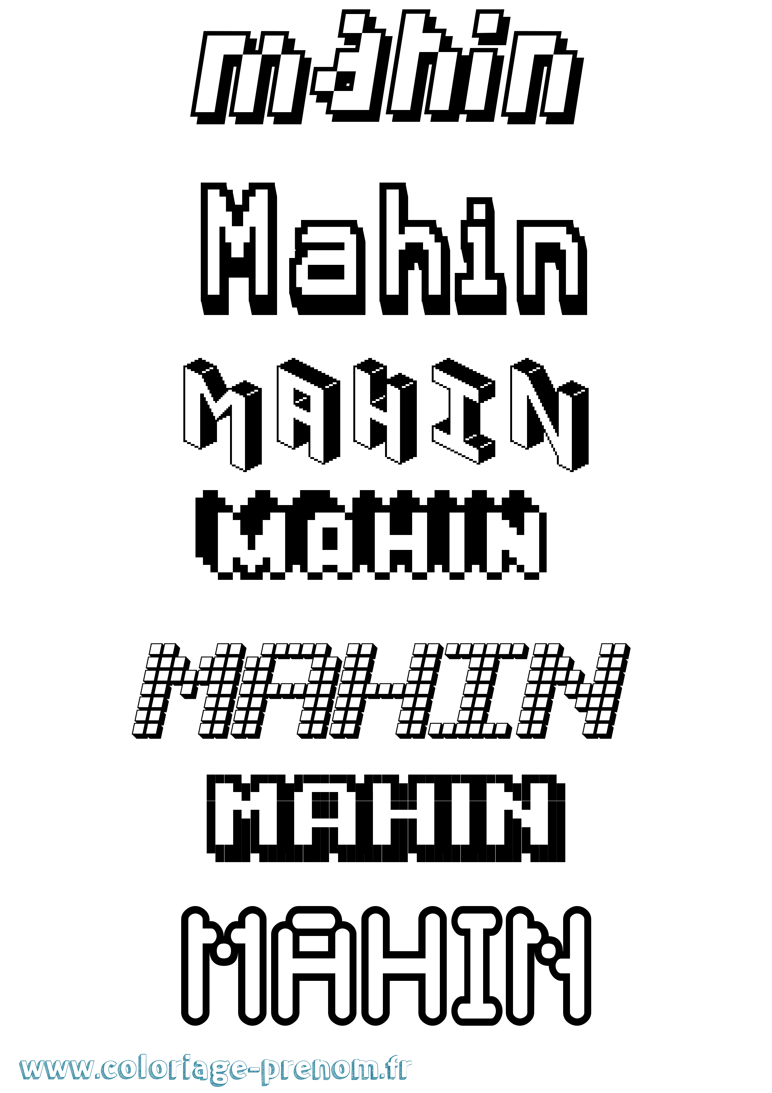 Coloriage Mahin Pixel Coloriage prénom Mahin Pixel