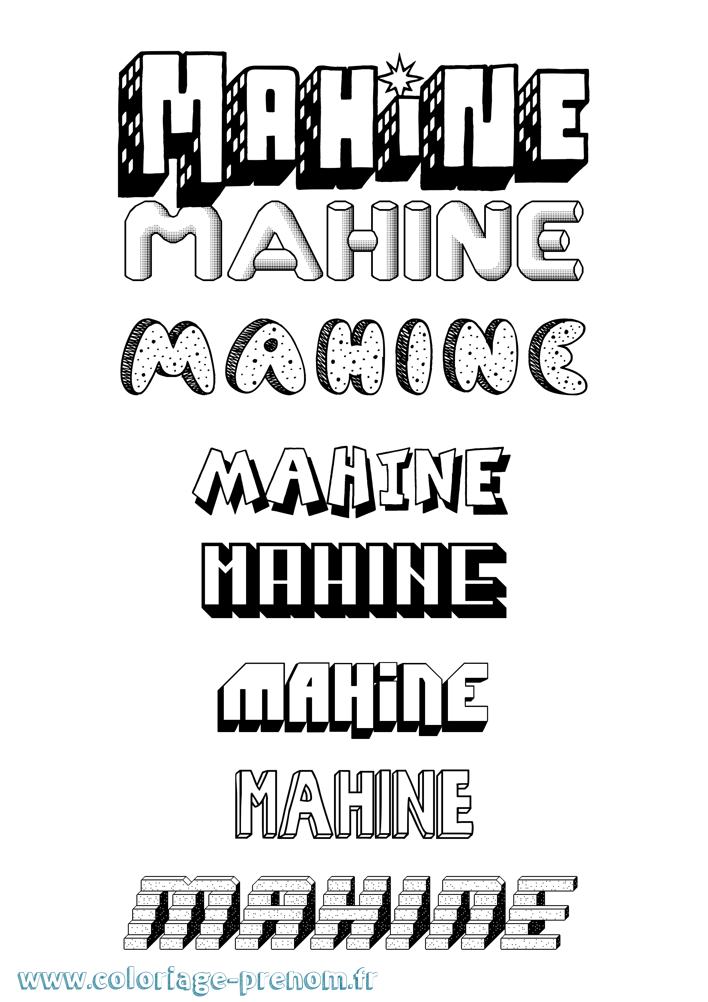 Coloriage Mahine Effet 3D Coloriage prénom Mahine Effet 3D