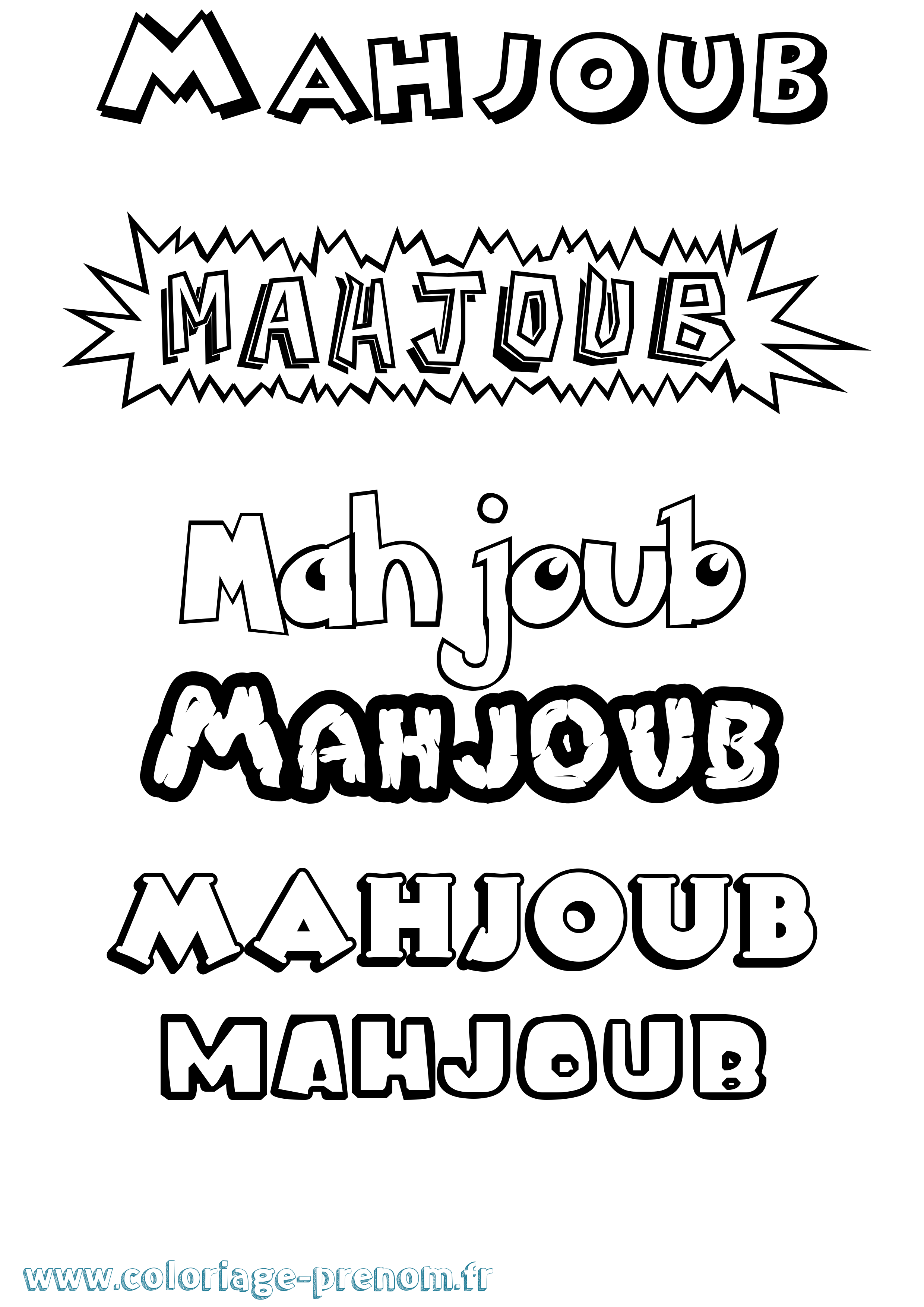 Coloriage Mahjoub Dessin Animé Coloriage prénom Mahjoub Dessin Animé