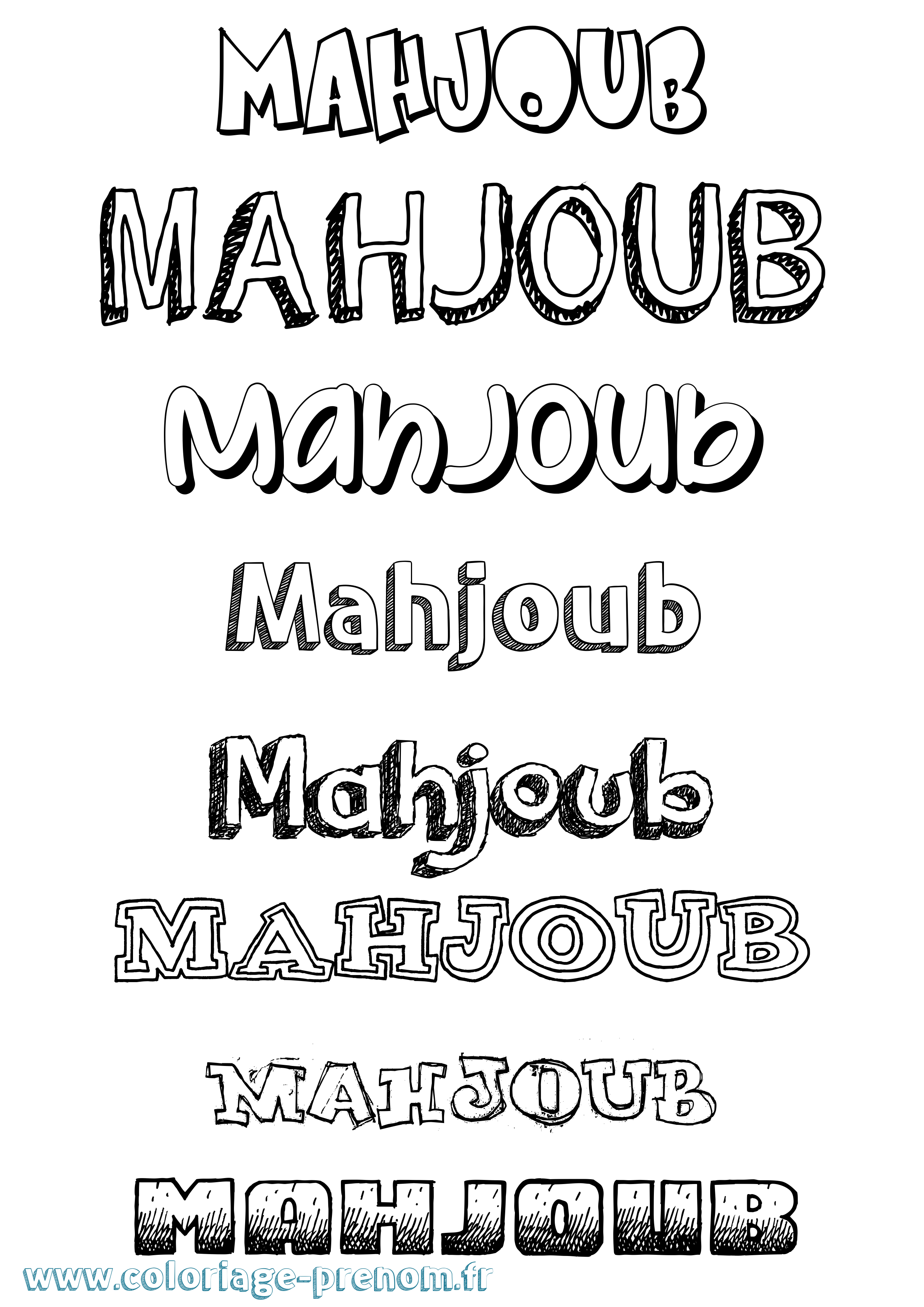 Coloriage Mahjoub Dessiné Coloriage prénom Mahjoub Dessiné