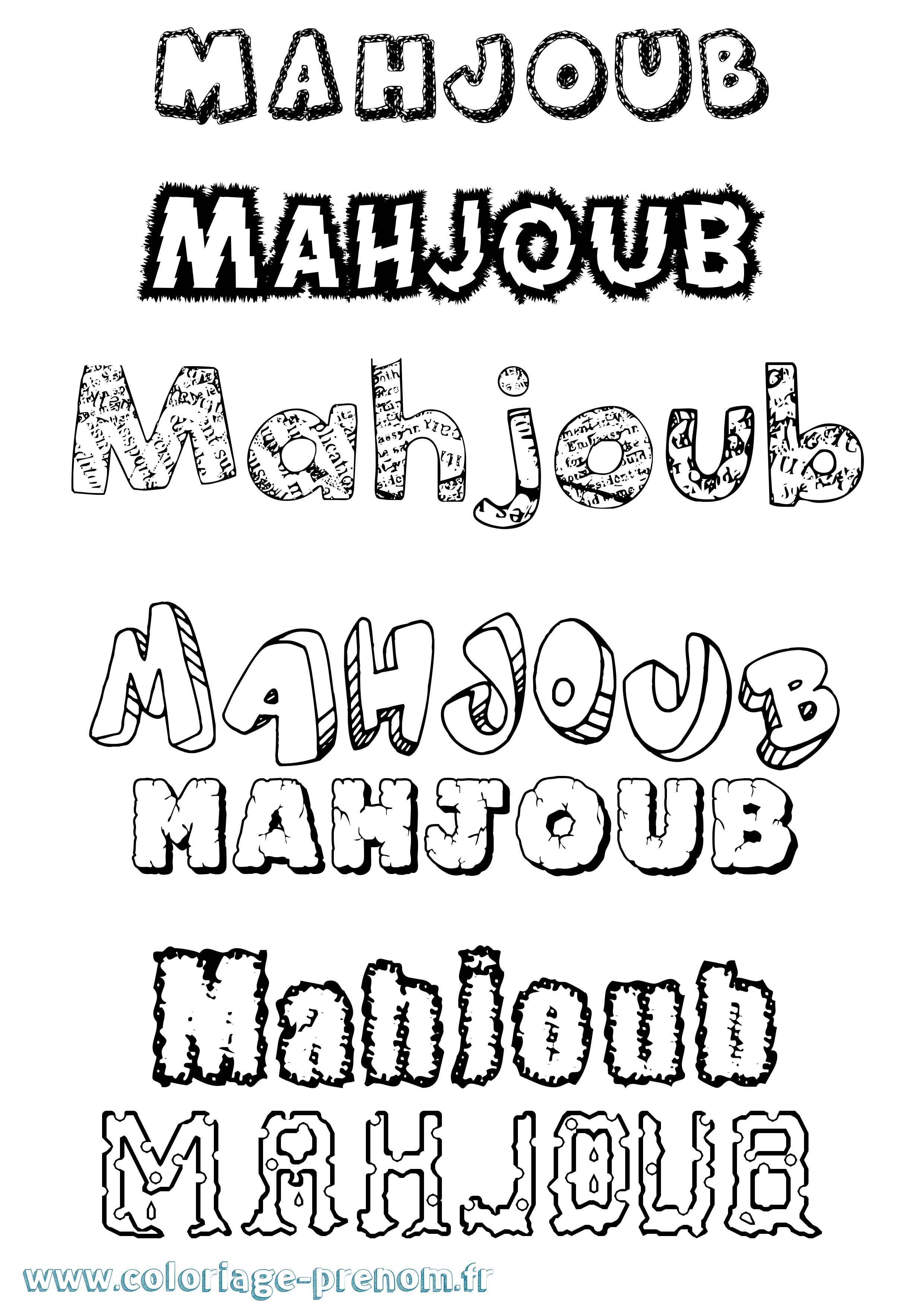 Coloriage Mahjoub Destructuré Coloriage prénom Mahjoub Destructuré