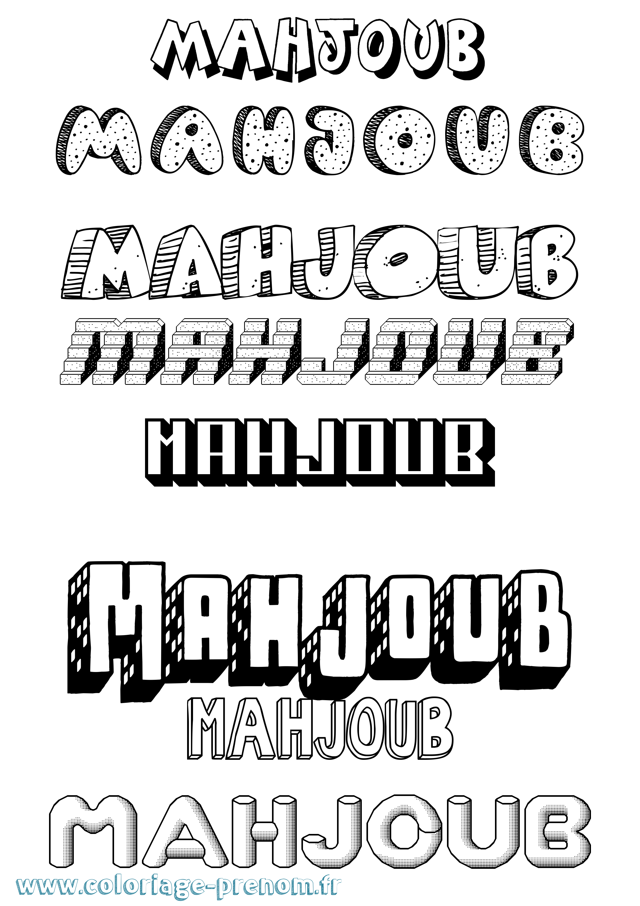 Coloriage Mahjoub Effet 3D Coloriage prénom Mahjoub Effet 3D