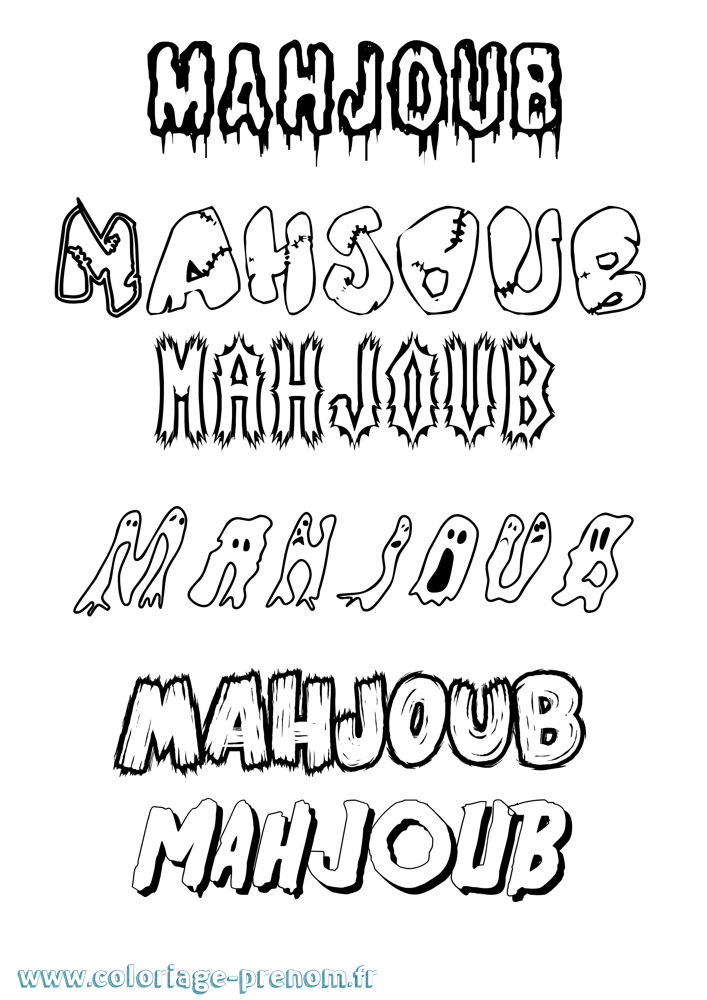 Coloriage Mahjoub Frisson Coloriage prénom Mahjoub Frisson