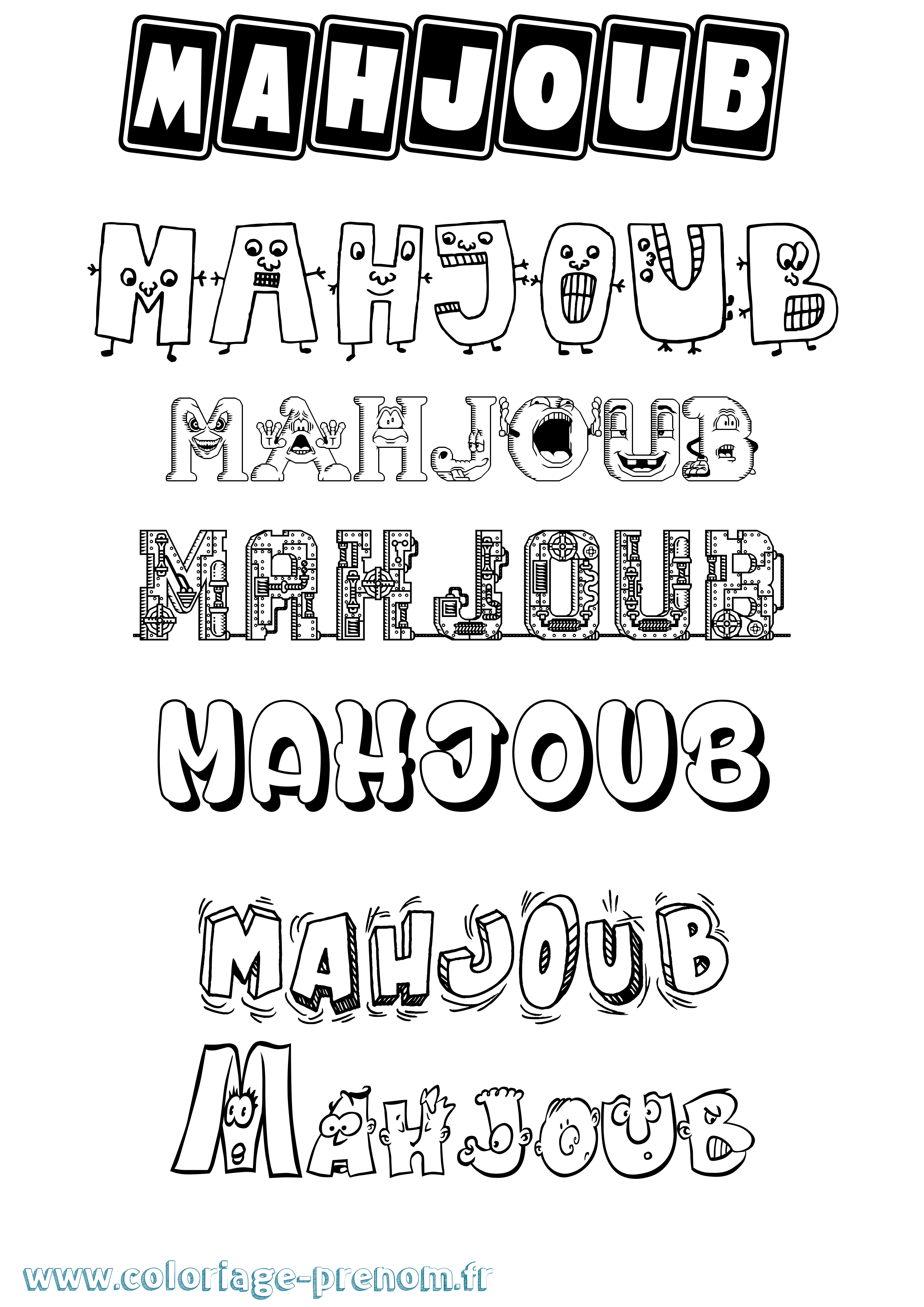 Coloriage Mahjoub Fun Coloriage prénom Mahjoub Fun
