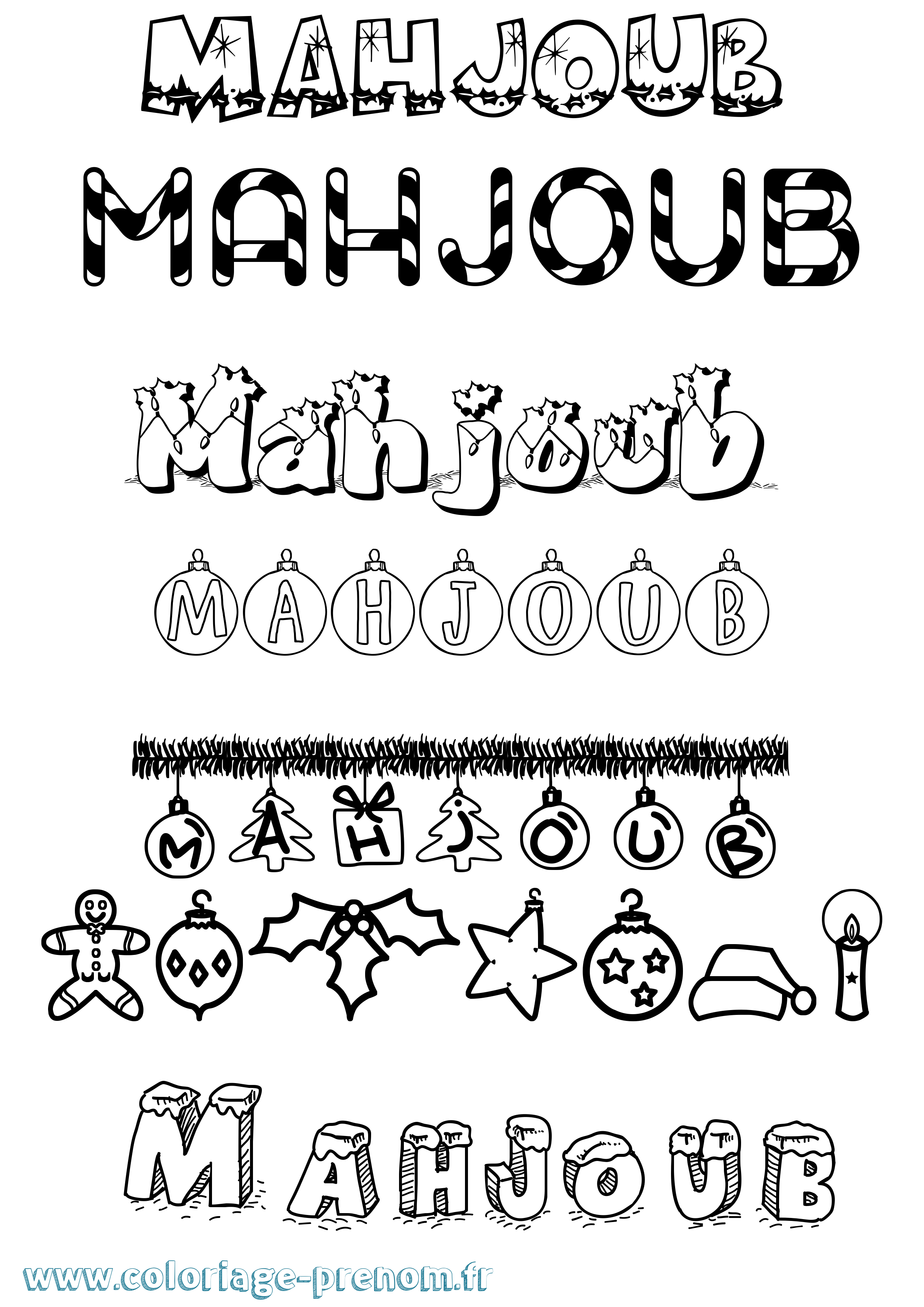 Coloriage Mahjoub Noël Coloriage prénom Mahjoub Noël