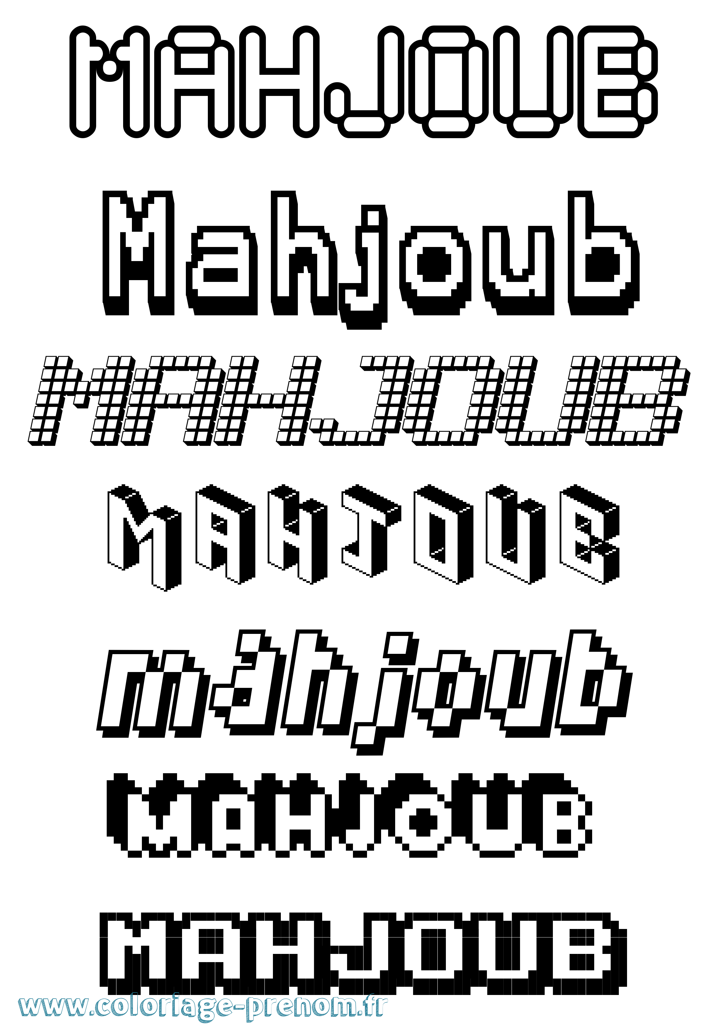 Coloriage Mahjoub Pixel Coloriage prénom Mahjoub Pixel
