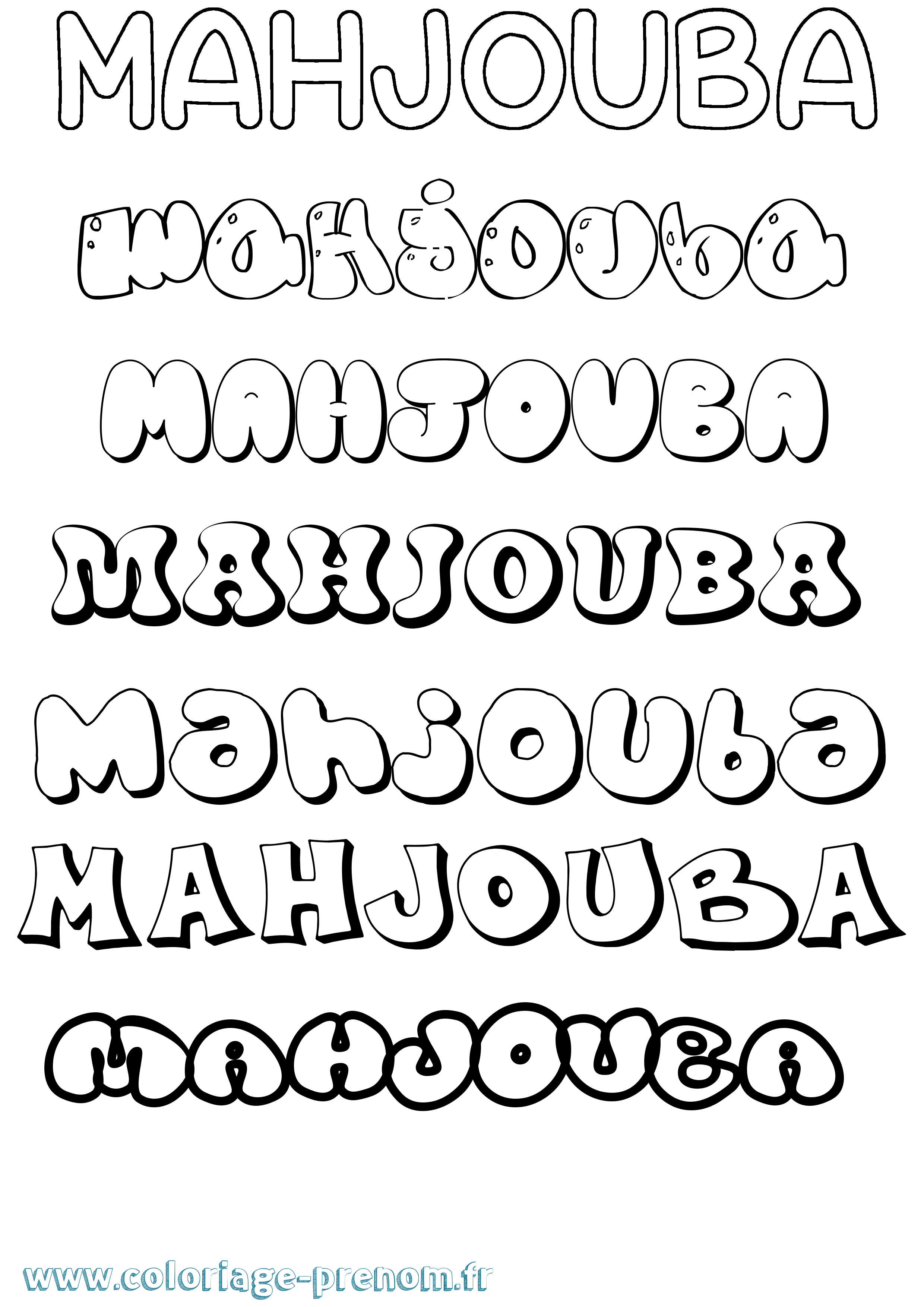 Coloriage Mahjouba Bubble Coloriage prénom Mahjouba Bubble