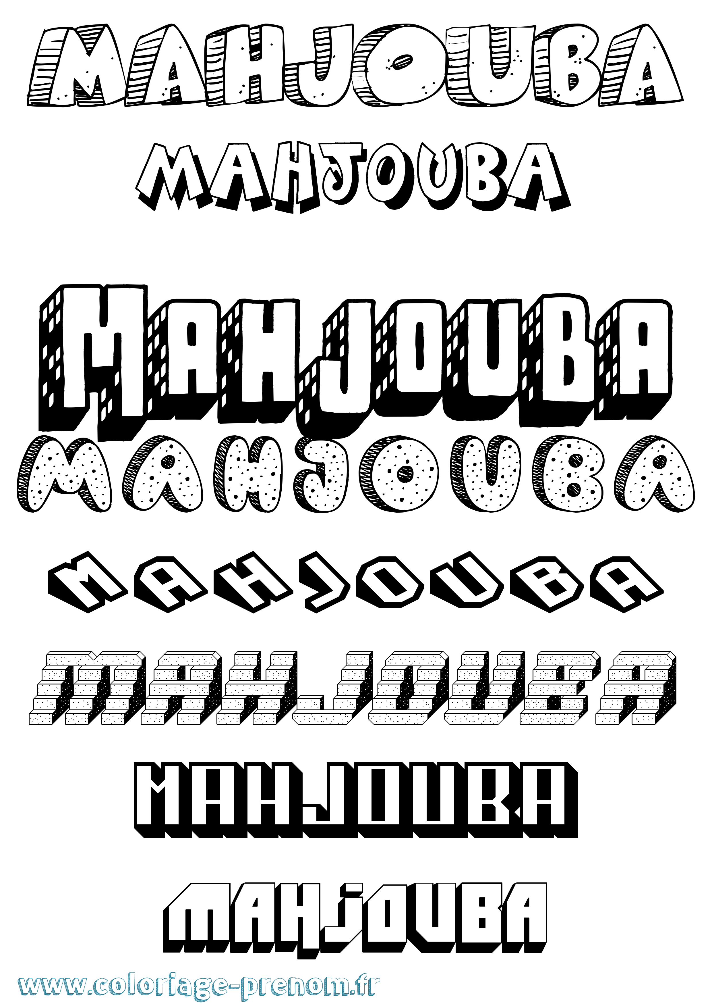 Coloriage Mahjouba Effet 3D Coloriage prénom Mahjouba Effet 3D
