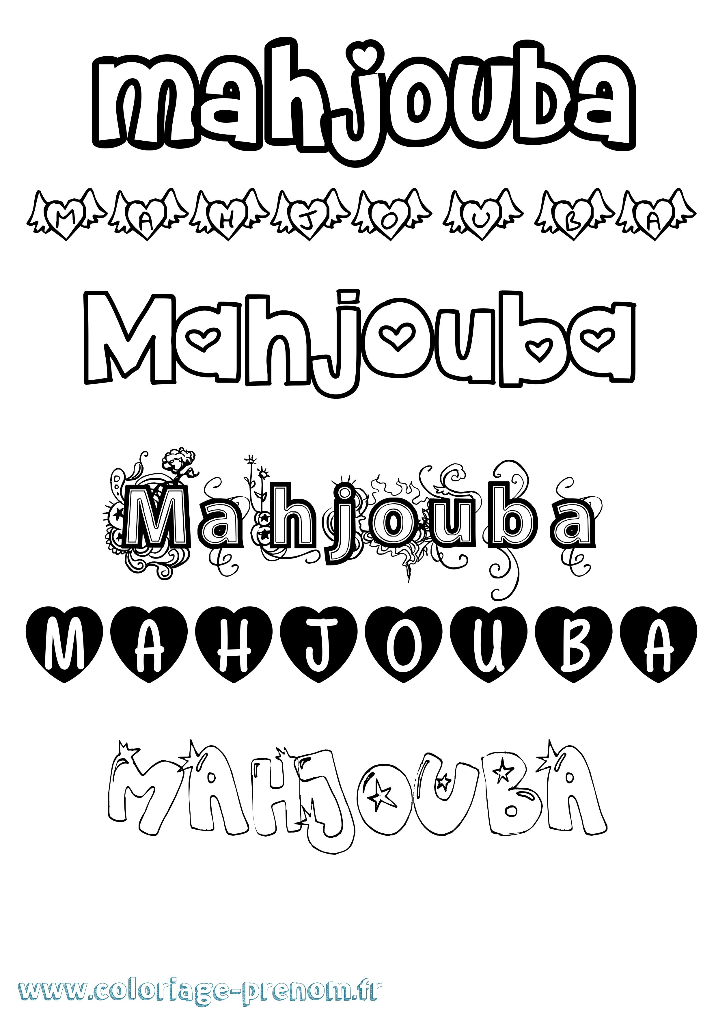 Coloriage Mahjouba Girly Coloriage prénom Mahjouba Girly