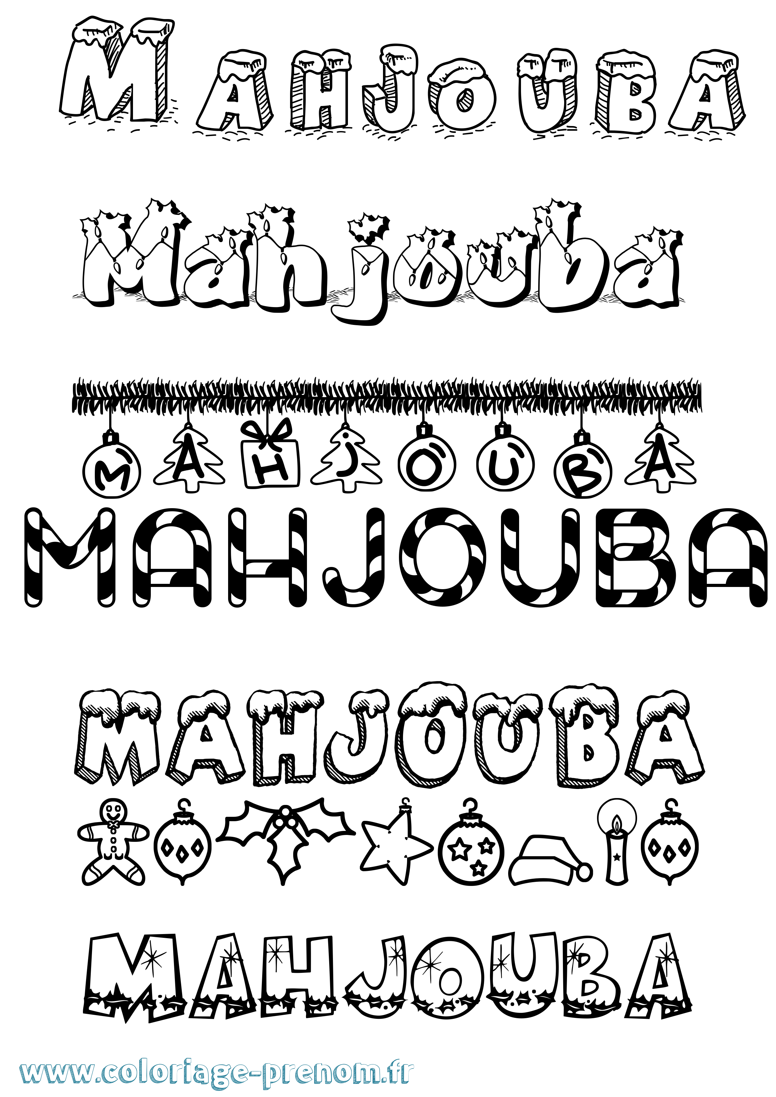 Coloriage Mahjouba Noël Coloriage prénom Mahjouba Noël
