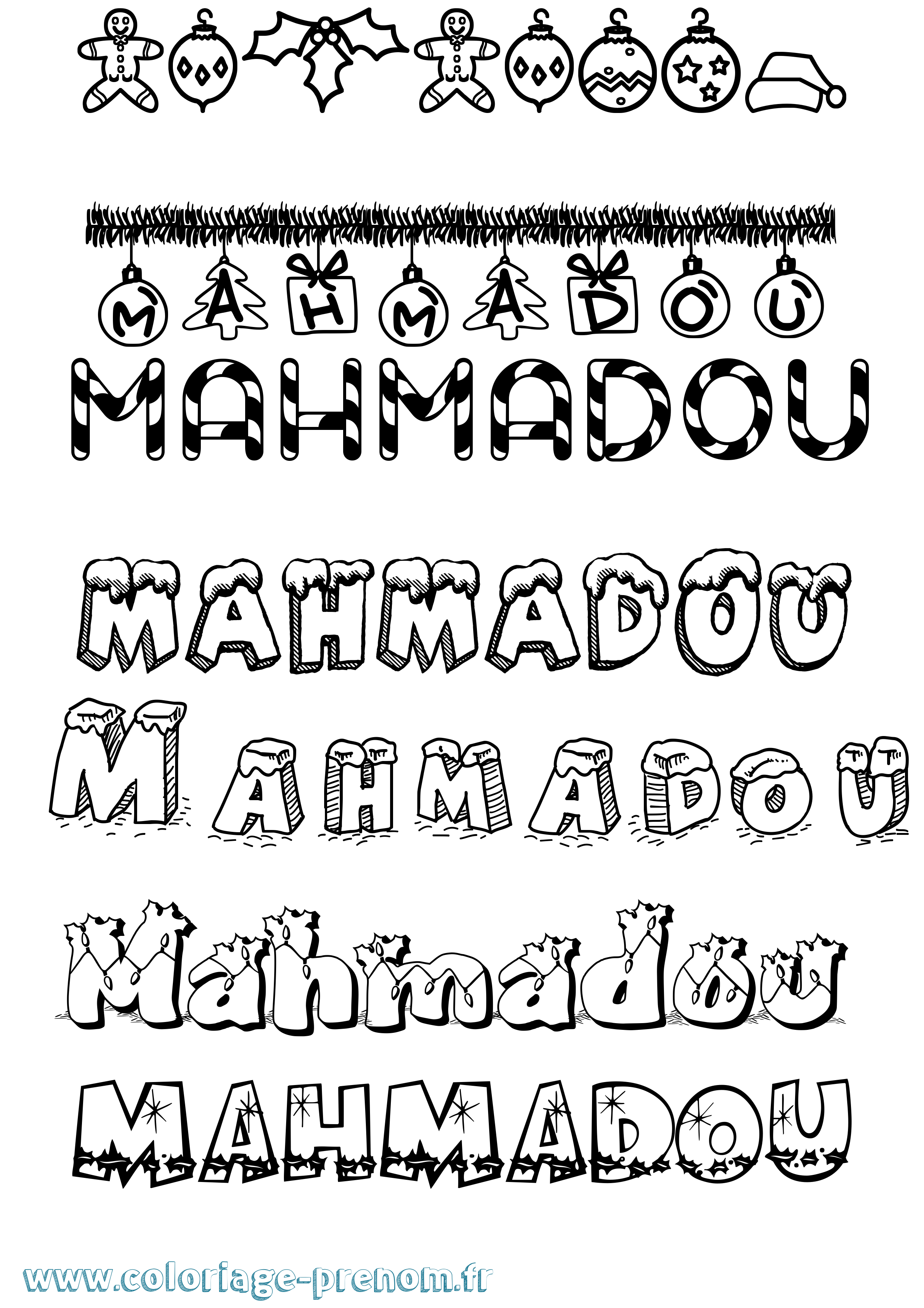 Coloriage Mahmadou Noël Coloriage prénom Mahmadou Noël