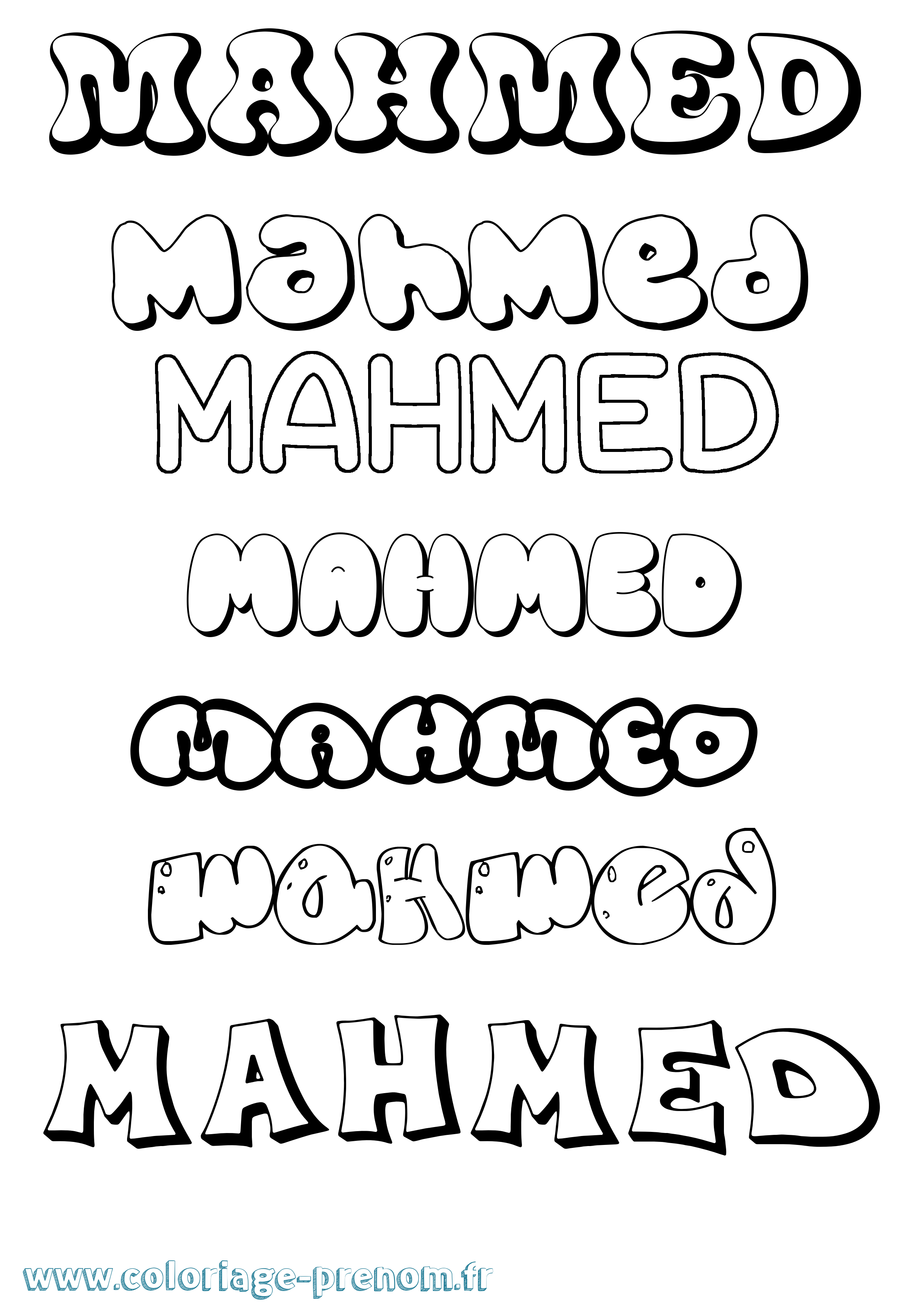 Coloriage Mahmed Bubble Coloriage prénom Mahmed Bubble
