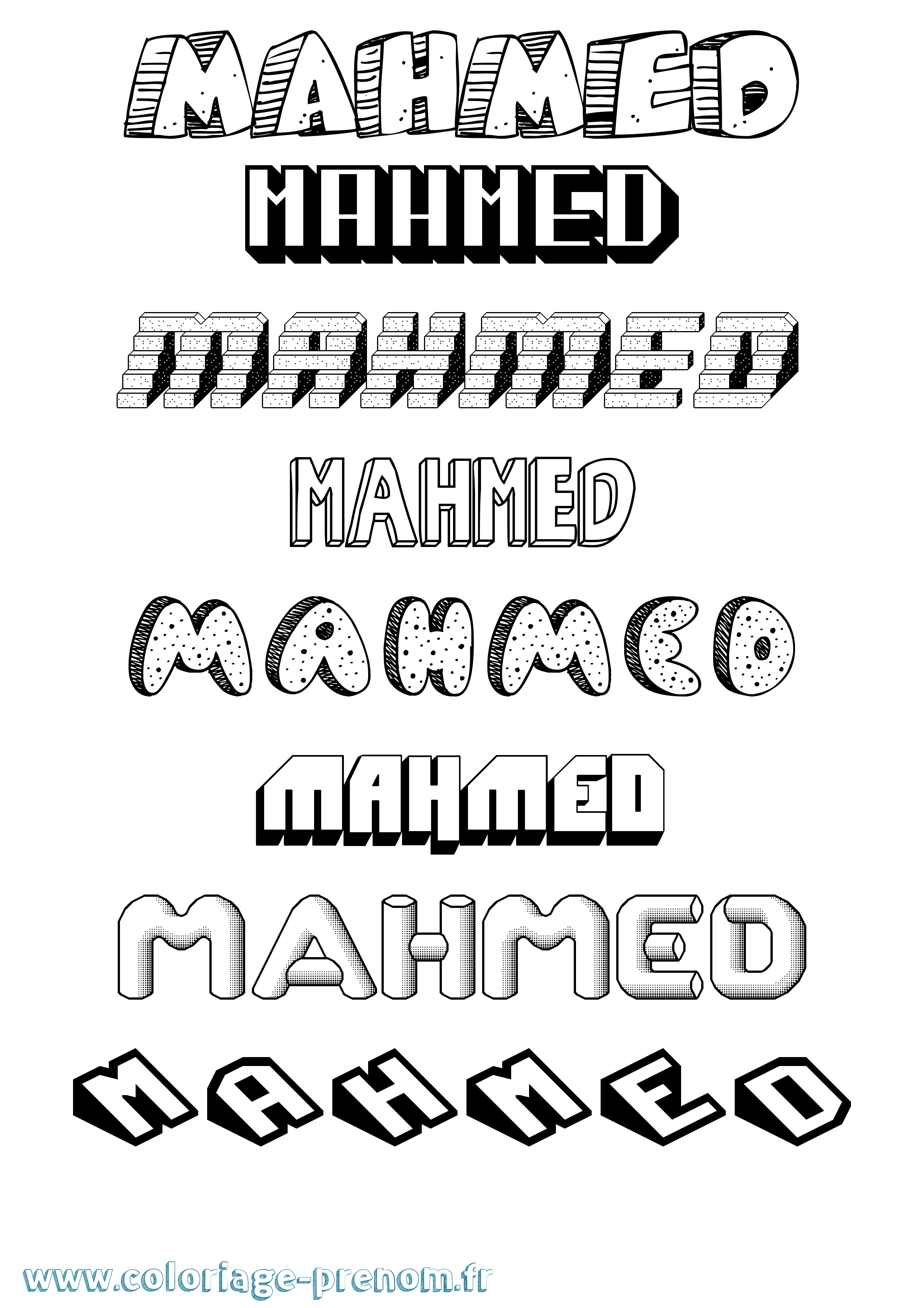 Coloriage Mahmed Effet 3D Coloriage prénom Mahmed Effet 3D