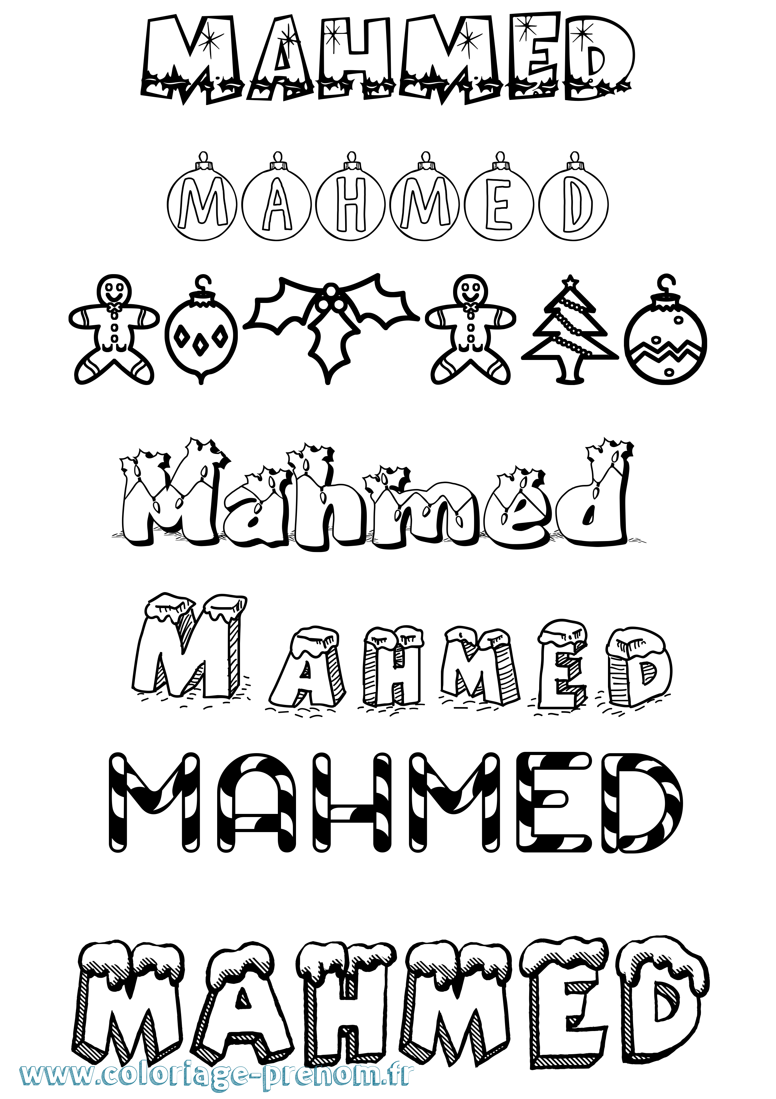 Coloriage Mahmed Noël Coloriage prénom Mahmed Noël