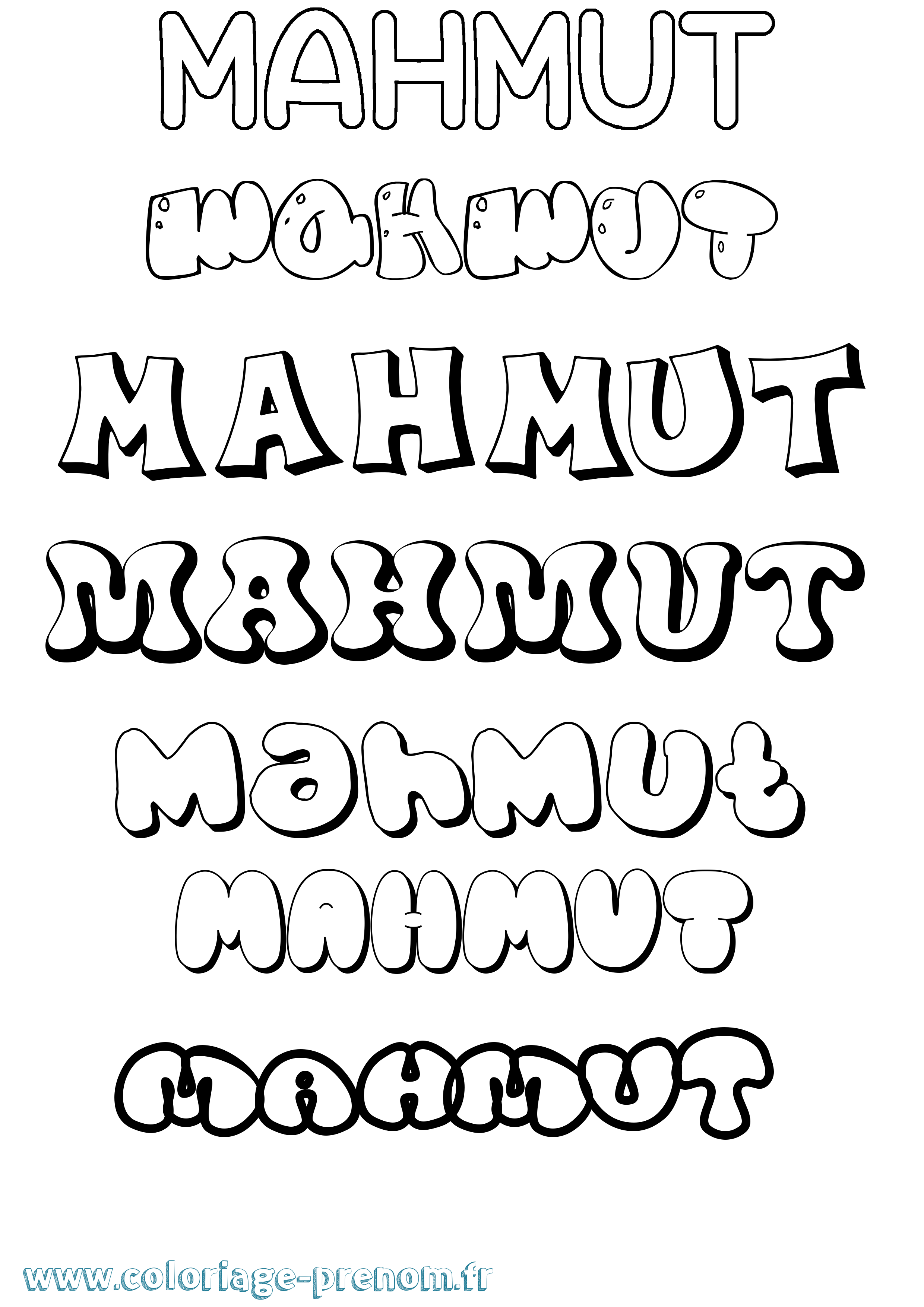 Coloriage Mahmut Bubble Coloriage prénom Mahmut Bubble