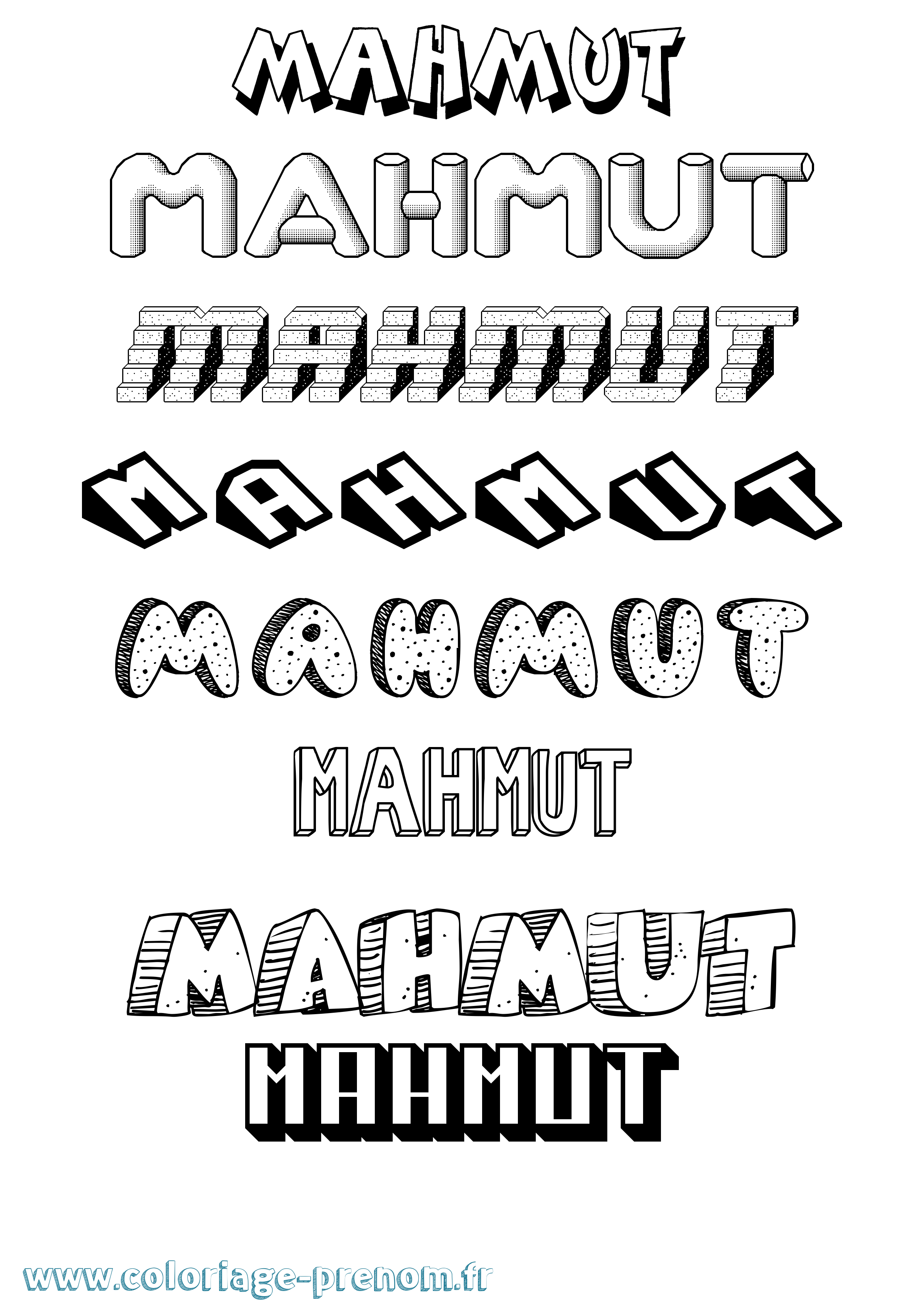 Coloriage Mahmut Effet 3D Coloriage prénom Mahmut Effet 3D