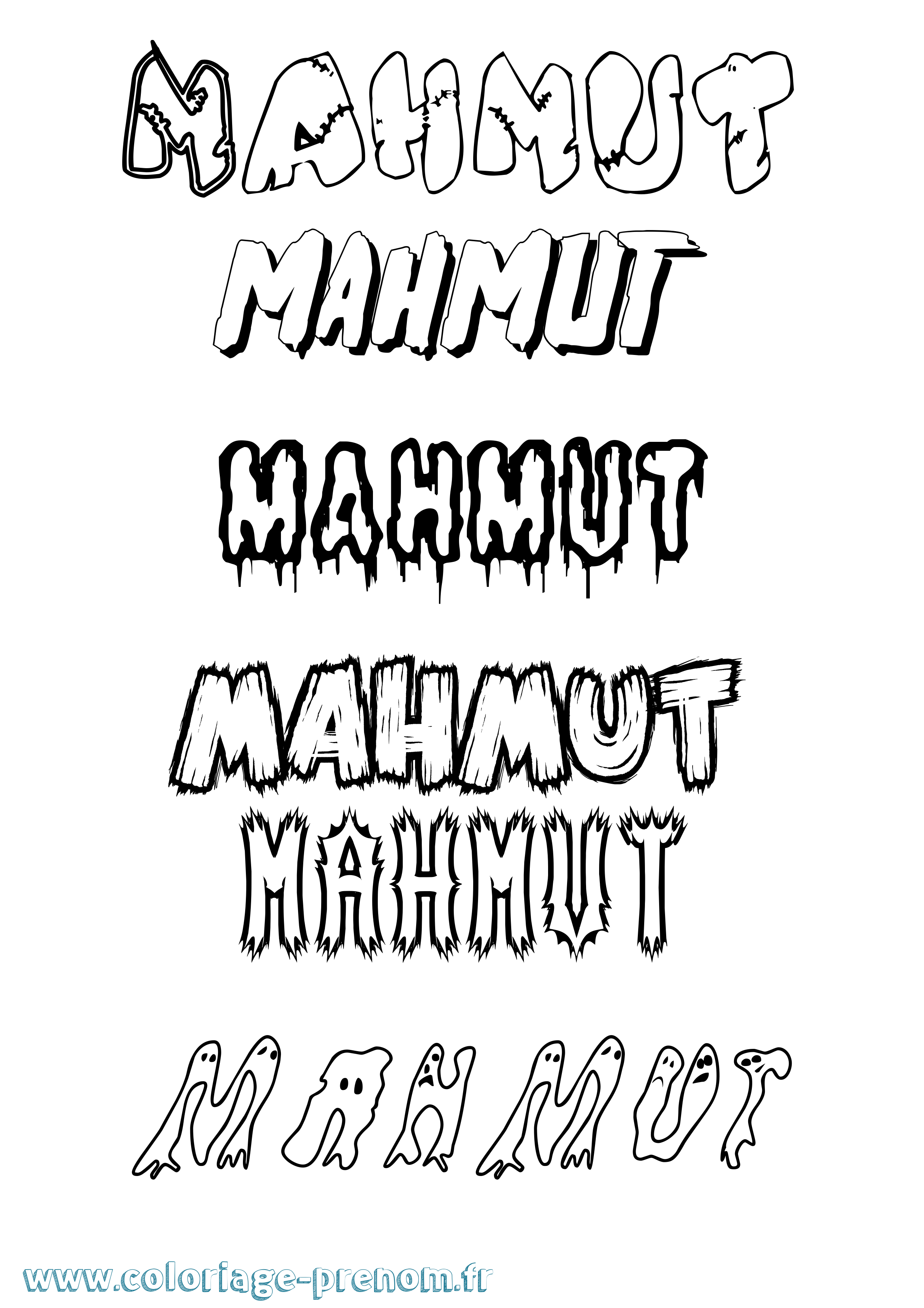 Coloriage Mahmut Frisson Coloriage prénom Mahmut Frisson