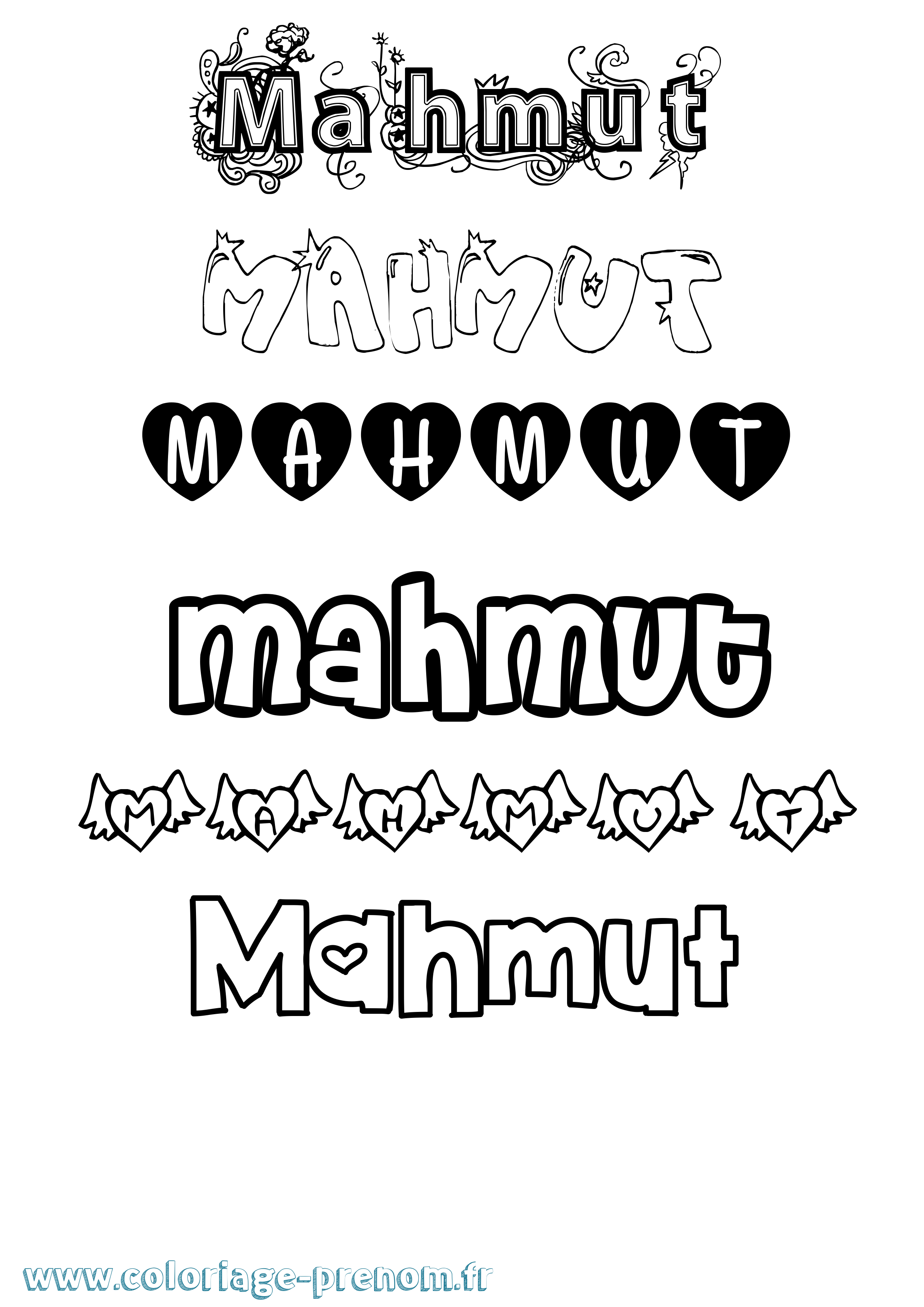 Coloriage Mahmut Girly Coloriage prénom Mahmut Girly