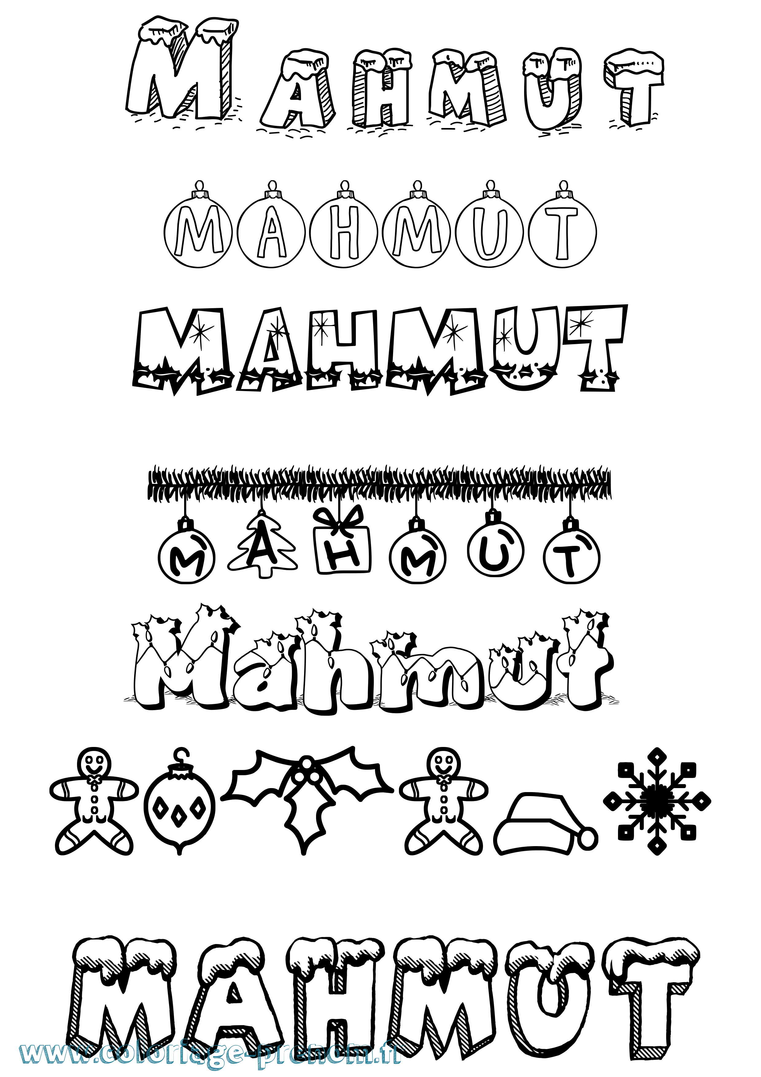 Coloriage Mahmut Noël Coloriage prénom Mahmut Noël