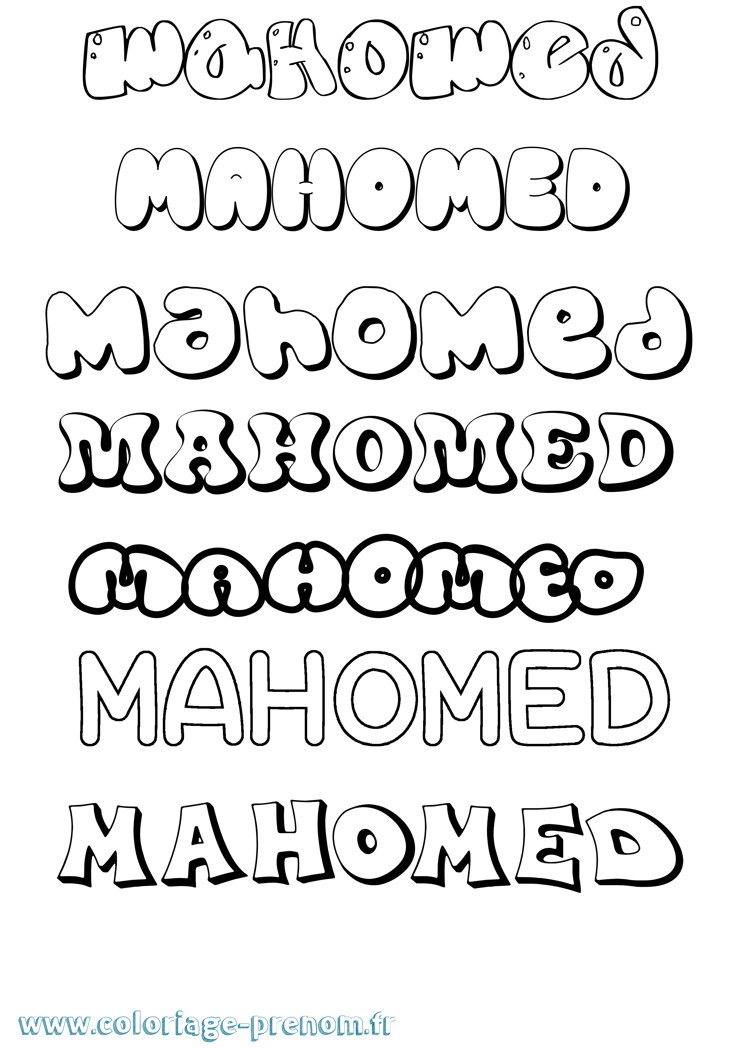 Coloriage Mahomed Bubble Coloriage prénom Mahomed Bubble