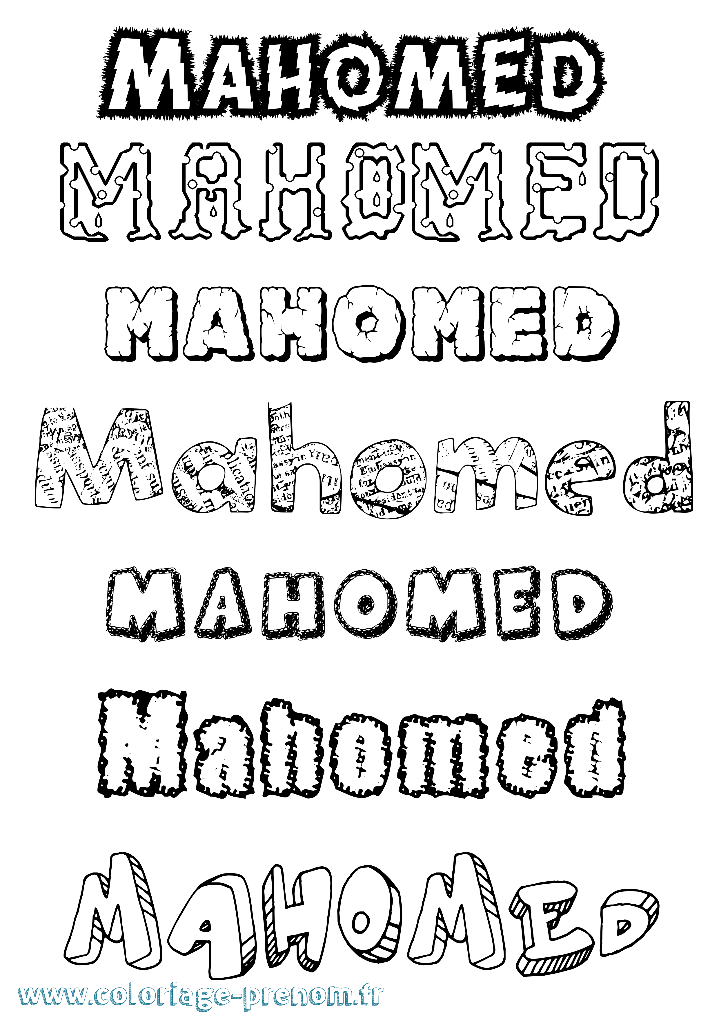 Coloriage Mahomed Destructuré Coloriage prénom Mahomed Destructuré