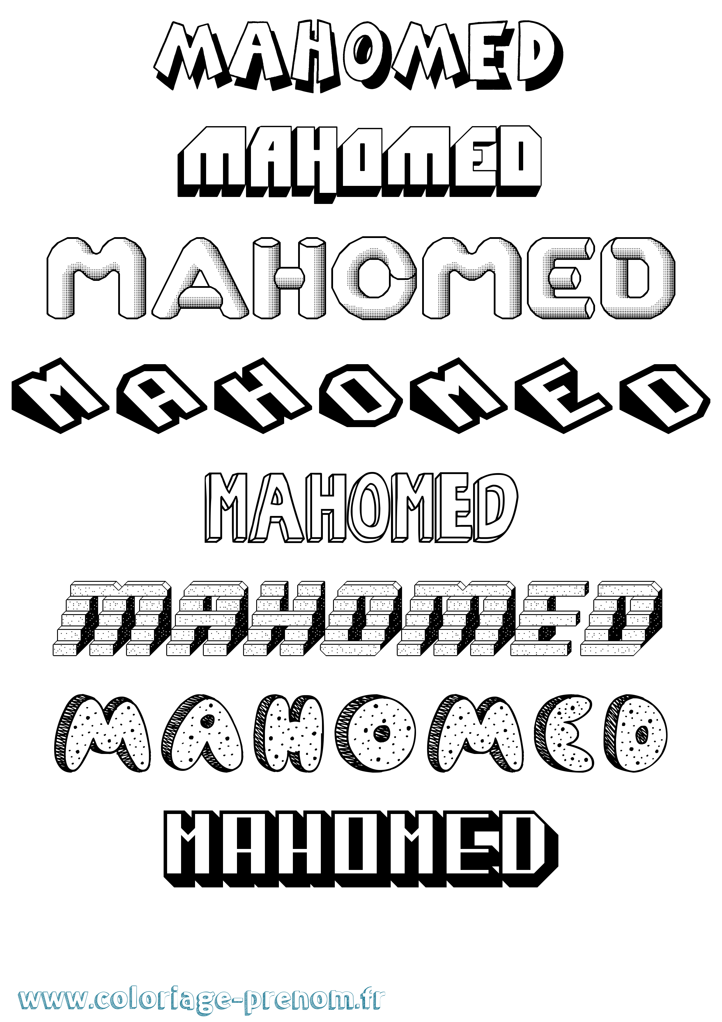 Coloriage Mahomed Effet 3D Coloriage prénom Mahomed Effet 3D