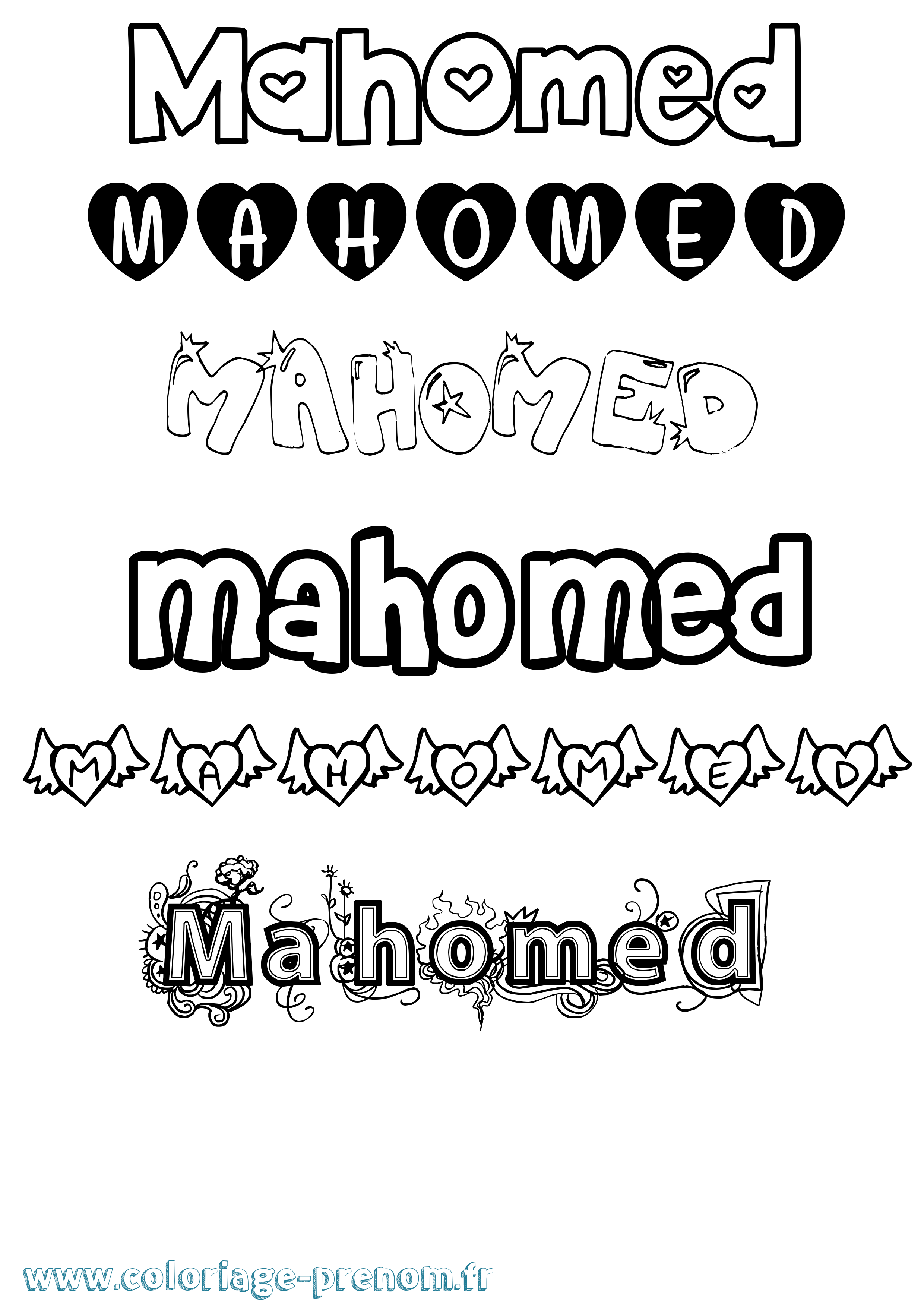 Coloriage Mahomed Girly Coloriage prénom Mahomed Girly