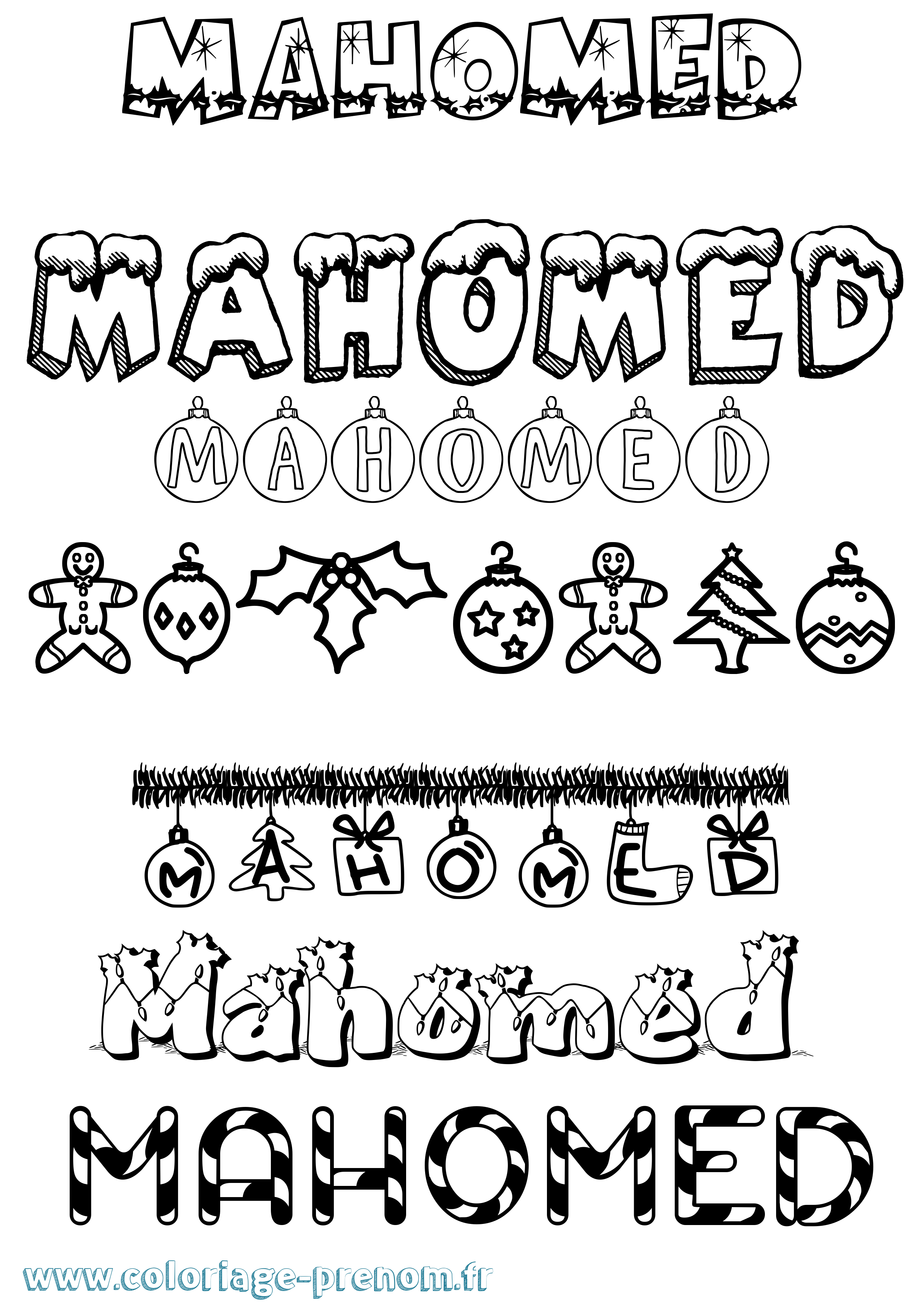 Coloriage Mahomed Noël Coloriage prénom Mahomed Noël