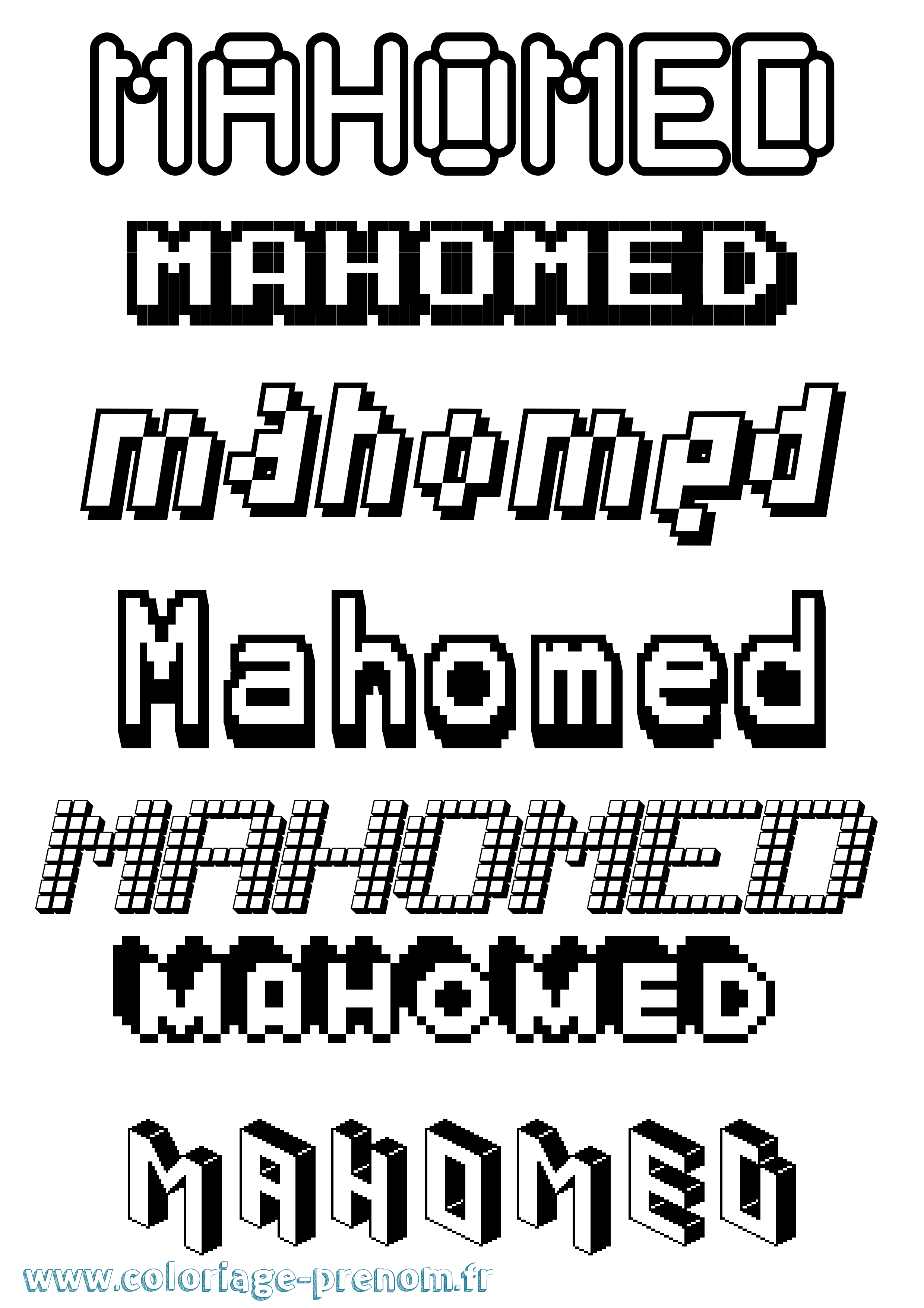 Coloriage Mahomed Pixel Coloriage prénom Mahomed Pixel