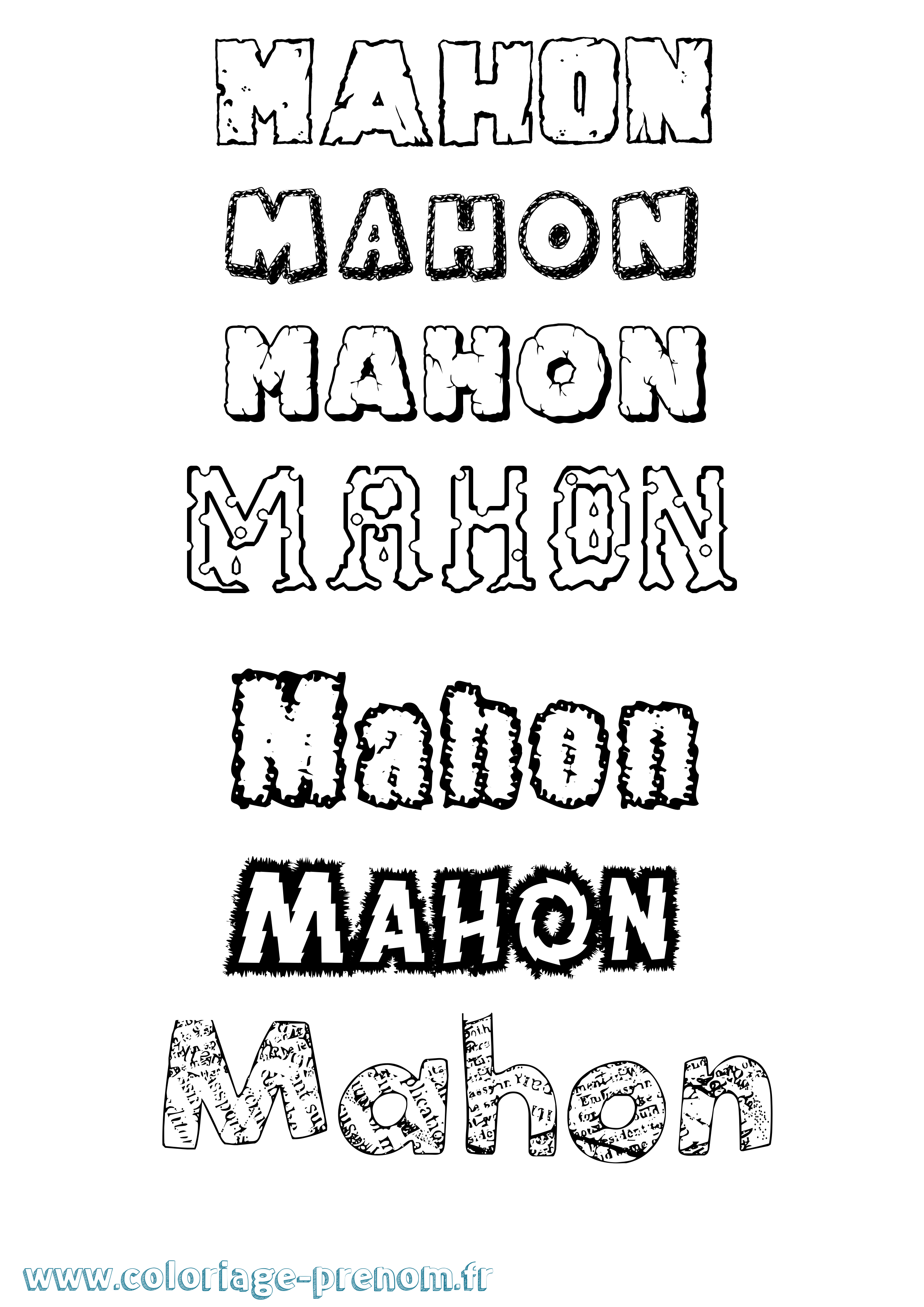 Coloriage Mahon Destructuré Coloriage prénom Mahon Destructuré