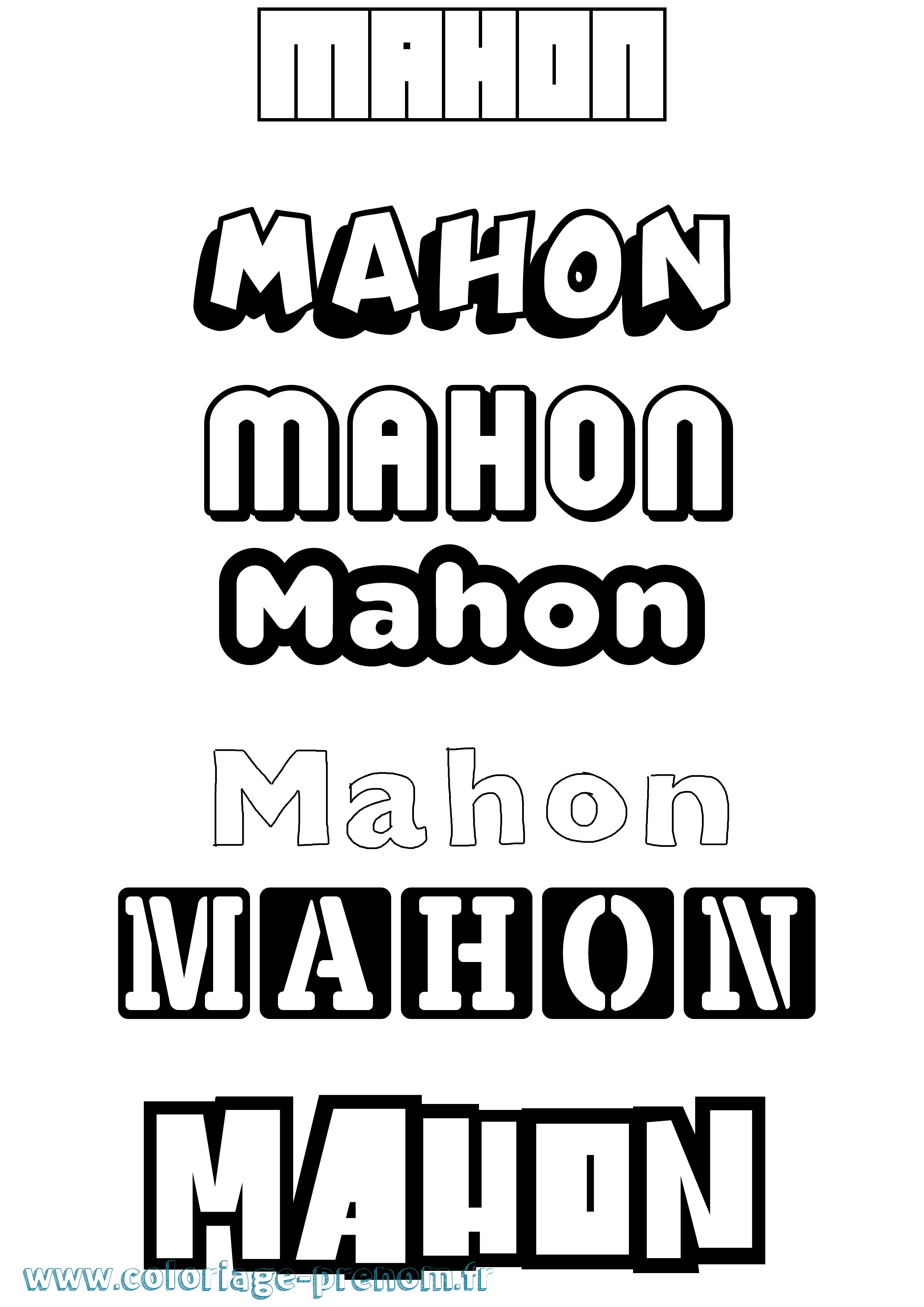 Coloriage Mahon Simple Coloriage prénom Mahon Simple