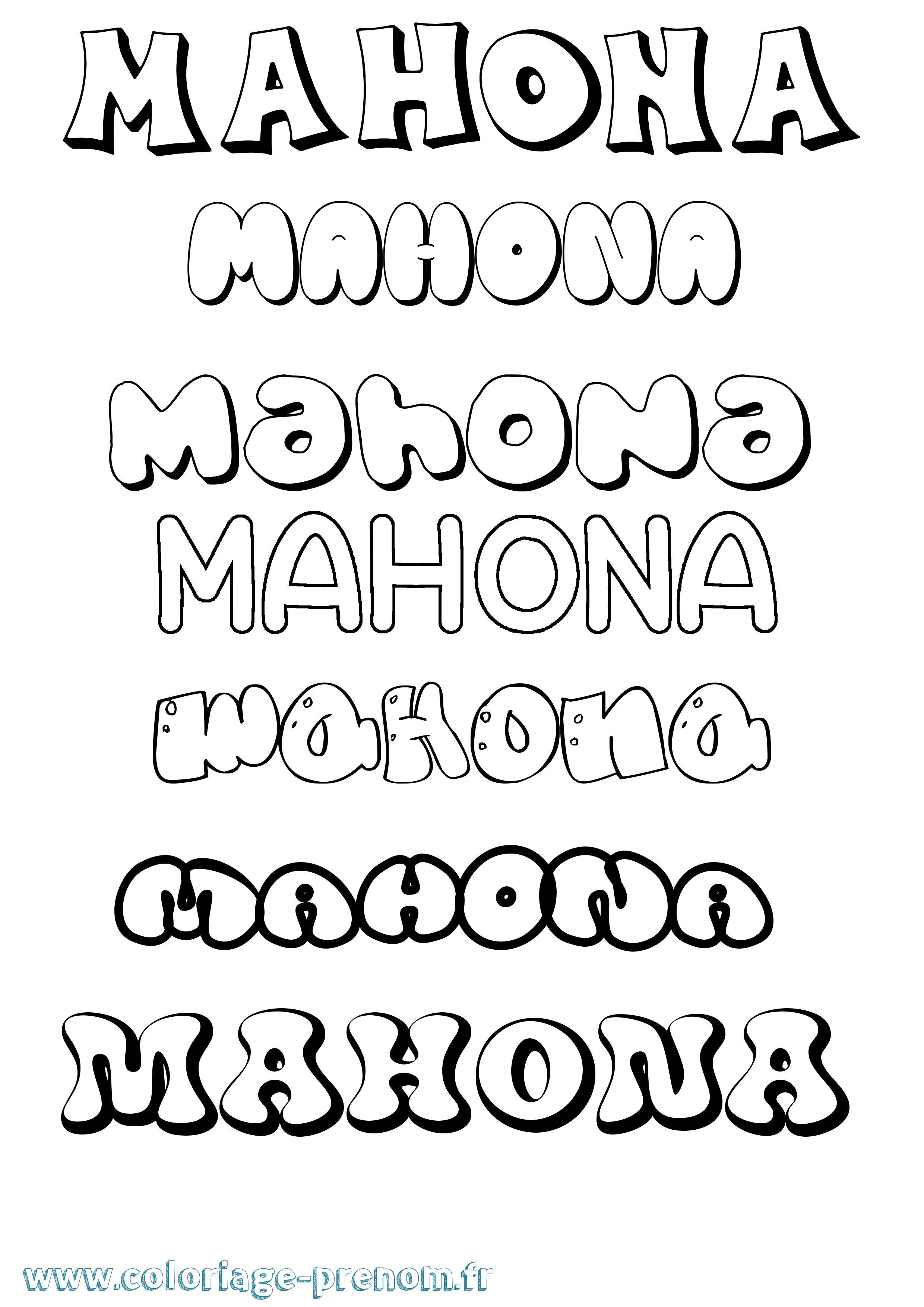 Coloriage Mahona Bubble Coloriage prénom Mahona Bubble