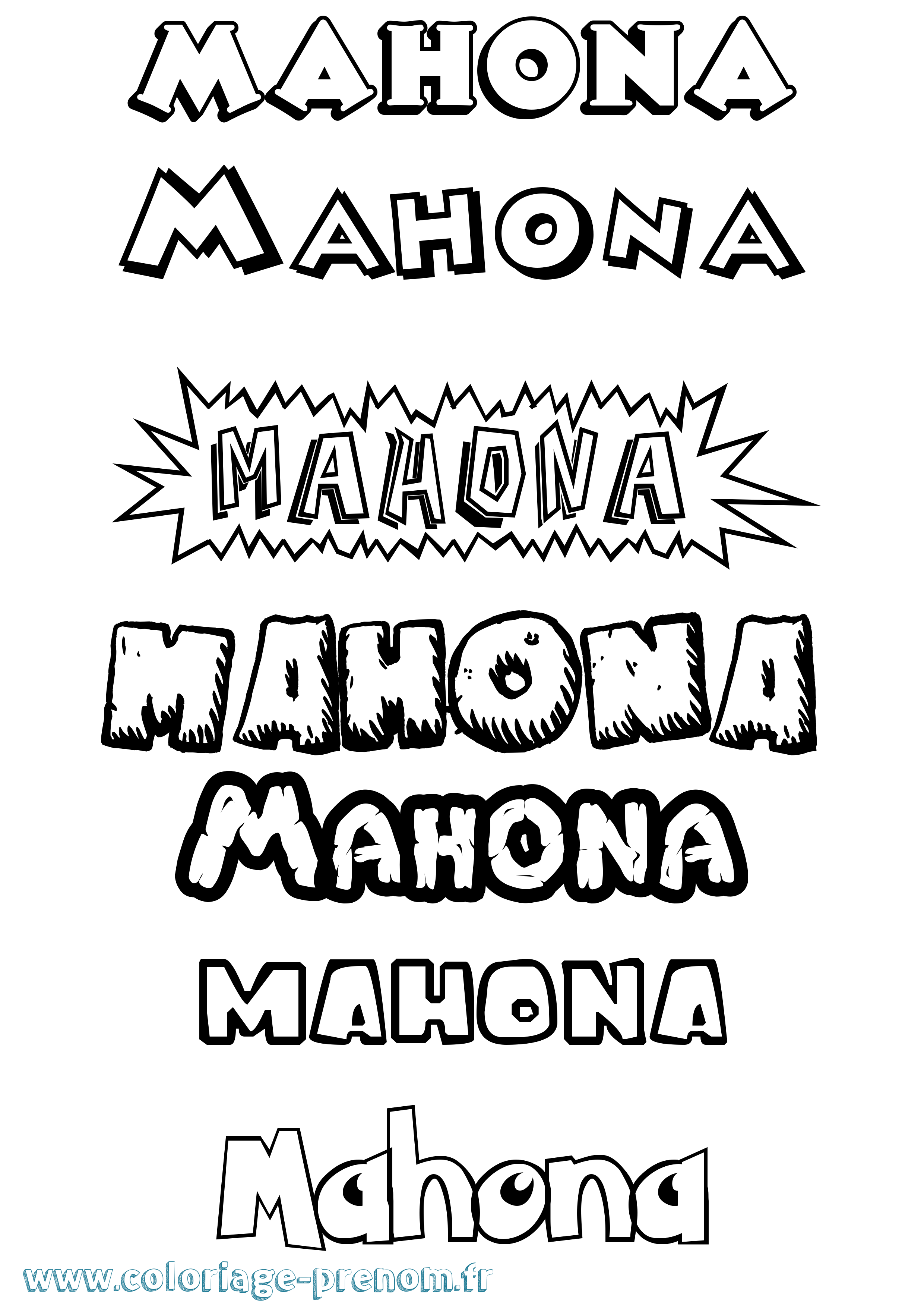 Coloriage Mahona Dessin Animé Coloriage prénom Mahona Dessin Animé