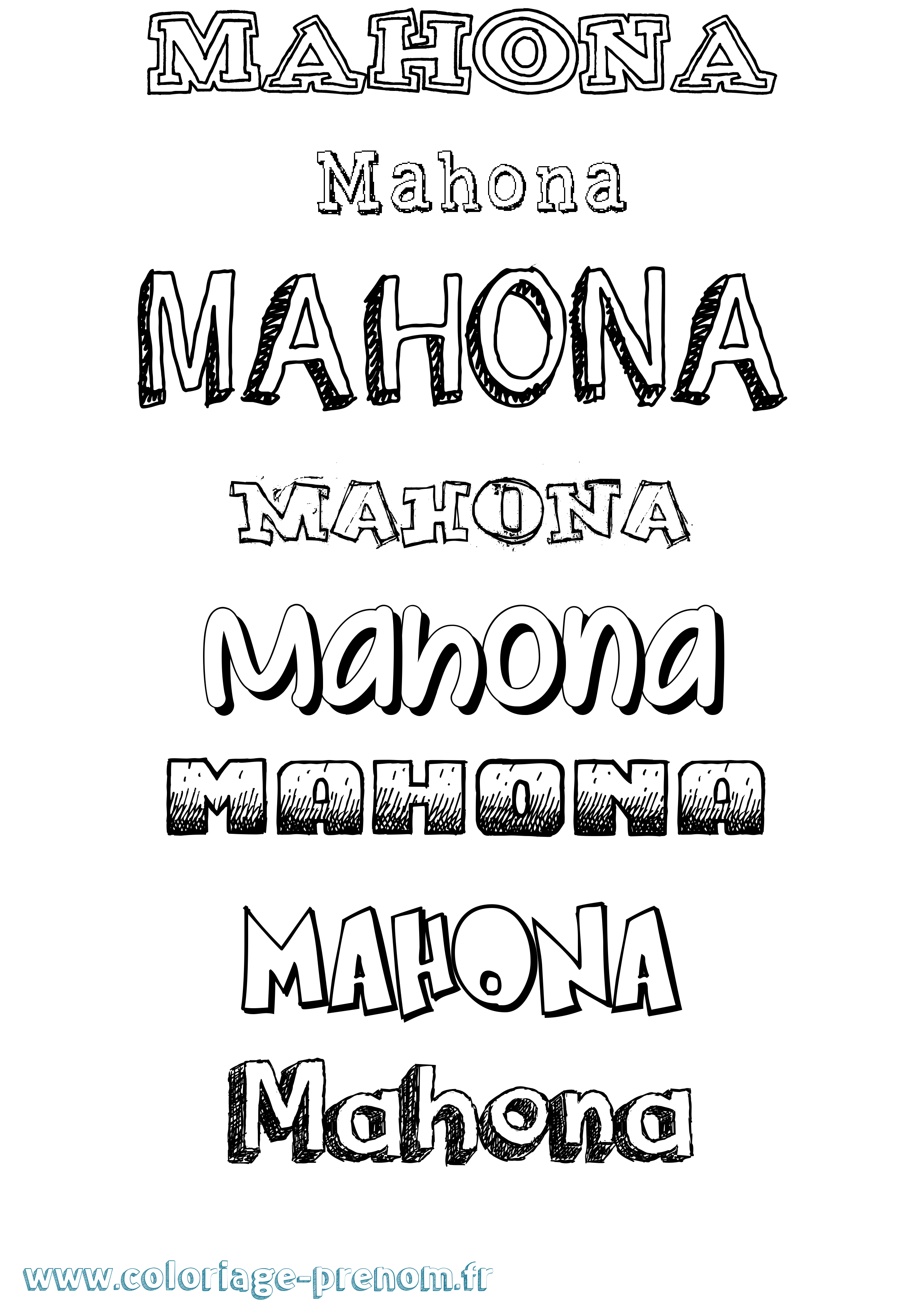 Coloriage Mahona Dessiné Coloriage prénom Mahona Dessiné