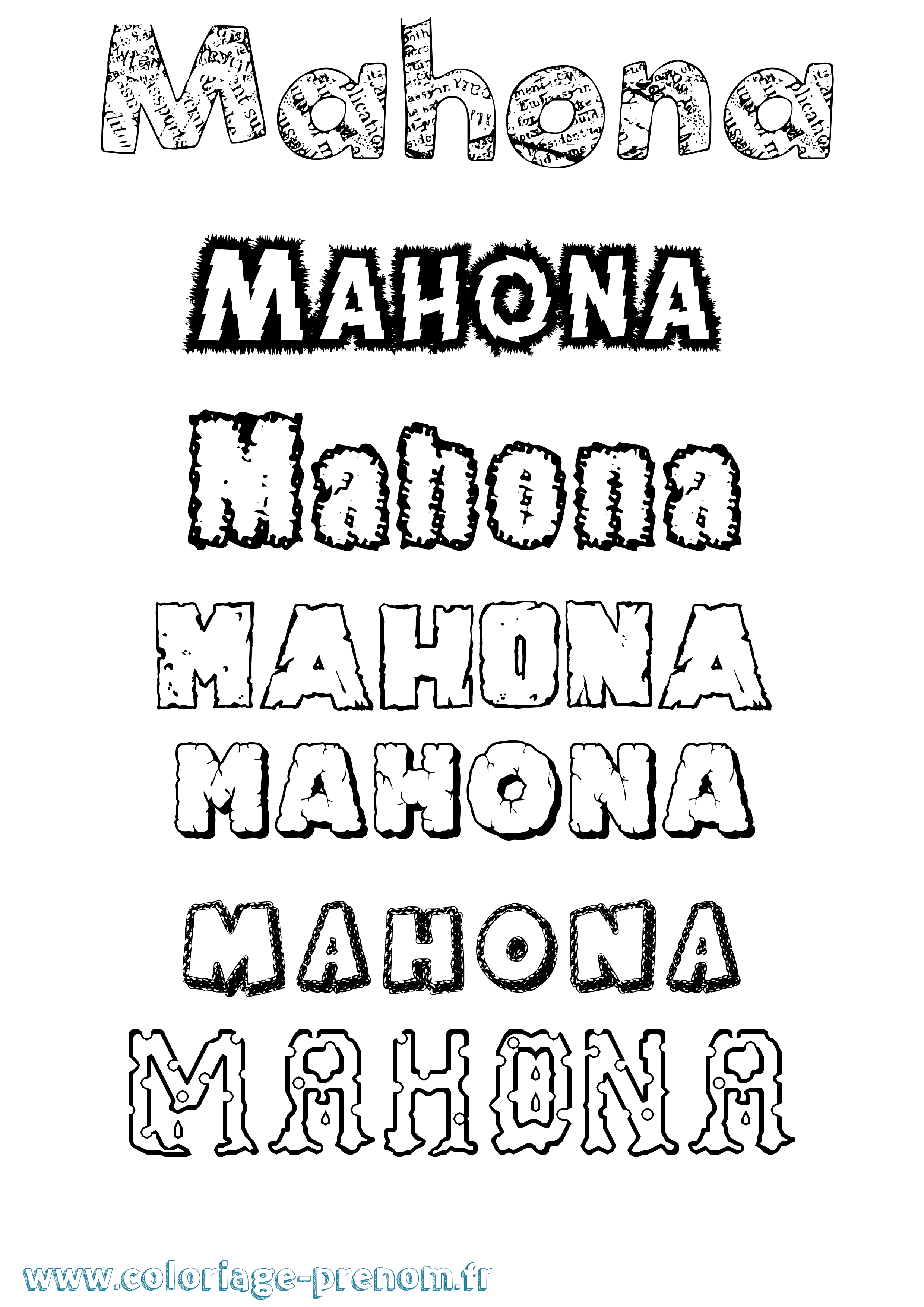 Coloriage Mahona Destructuré Coloriage prénom Mahona Destructuré