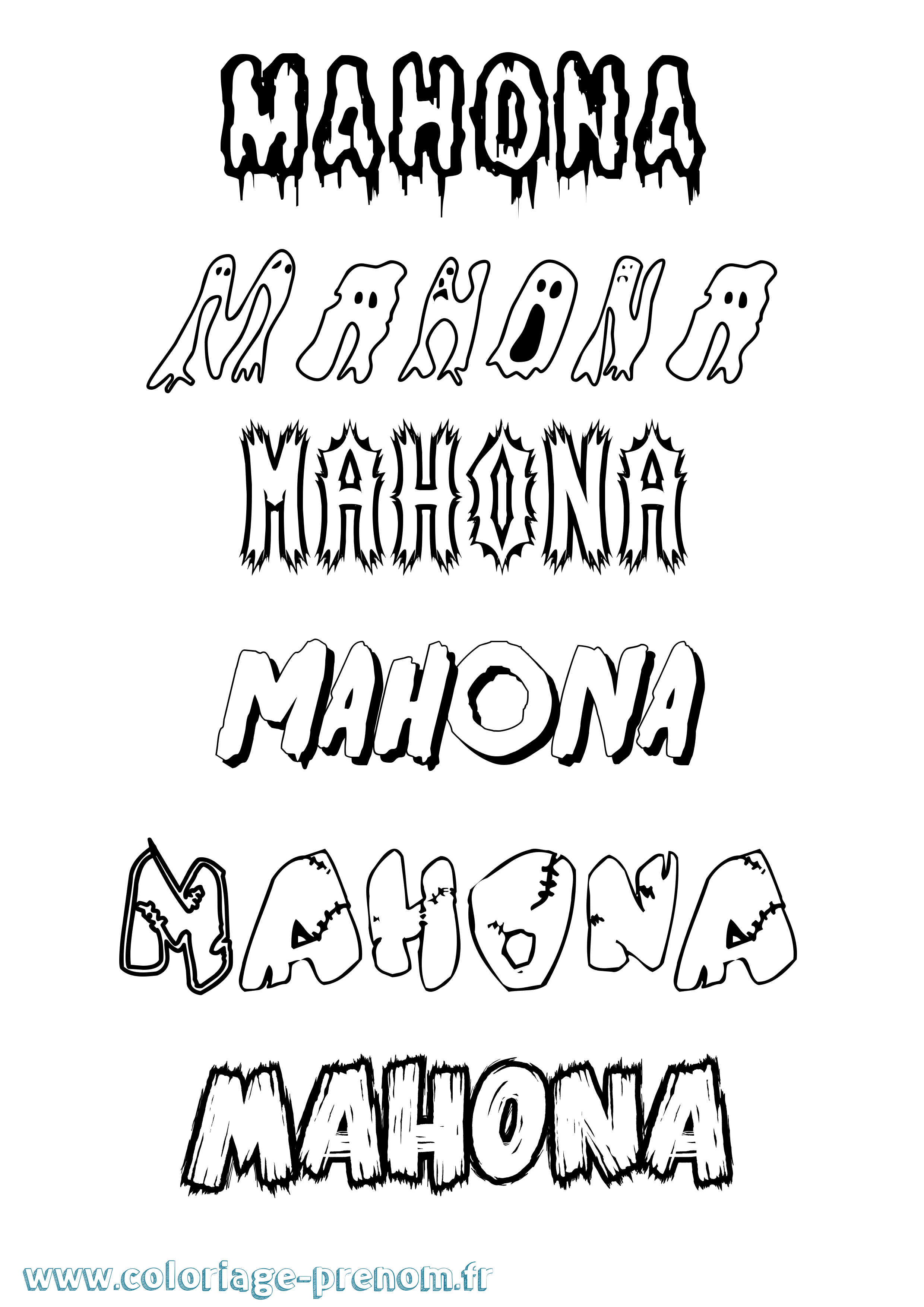 Coloriage Mahona Frisson Coloriage prénom Mahona Frisson
