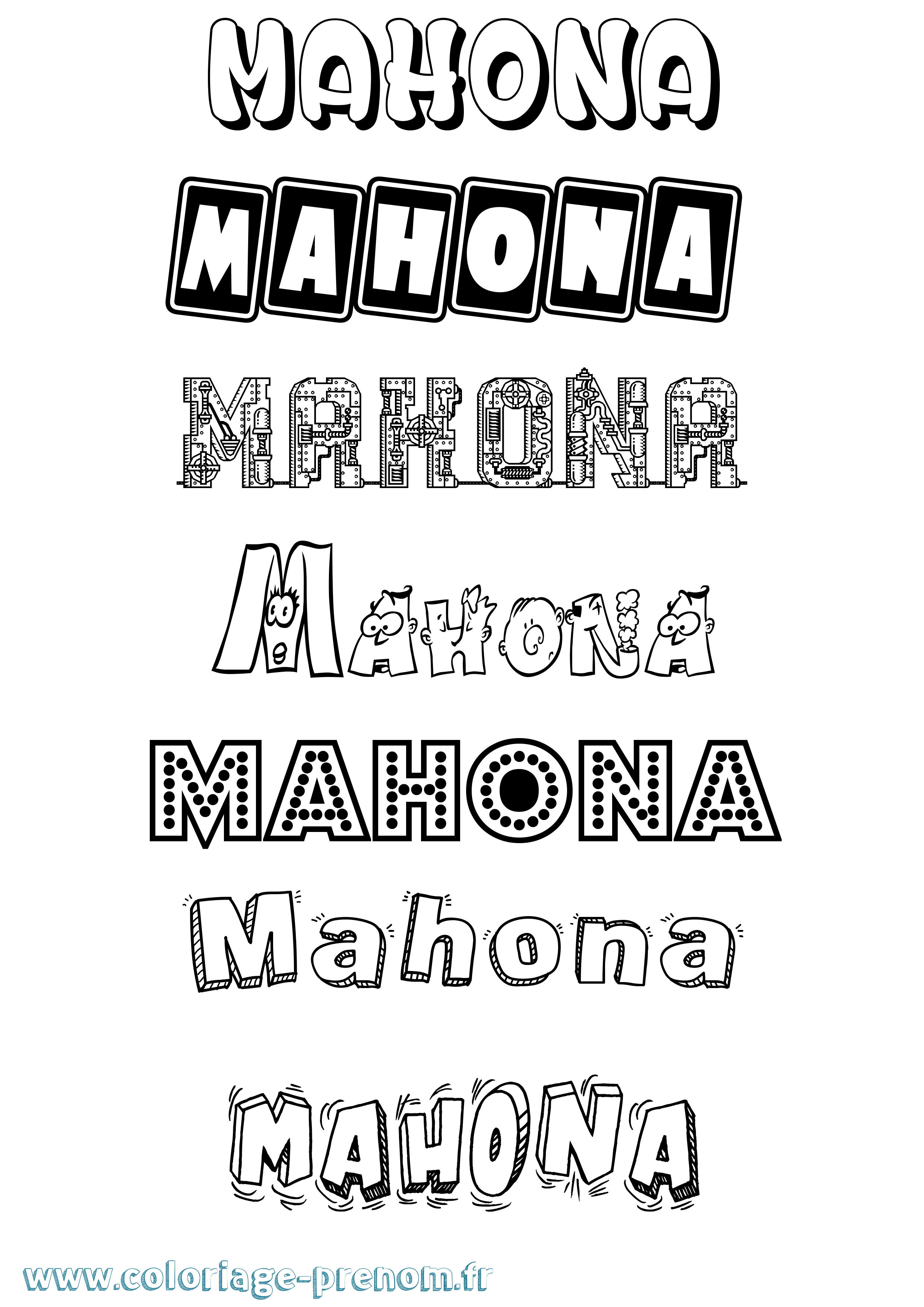 Coloriage Mahona Fun Coloriage prénom Mahona Fun