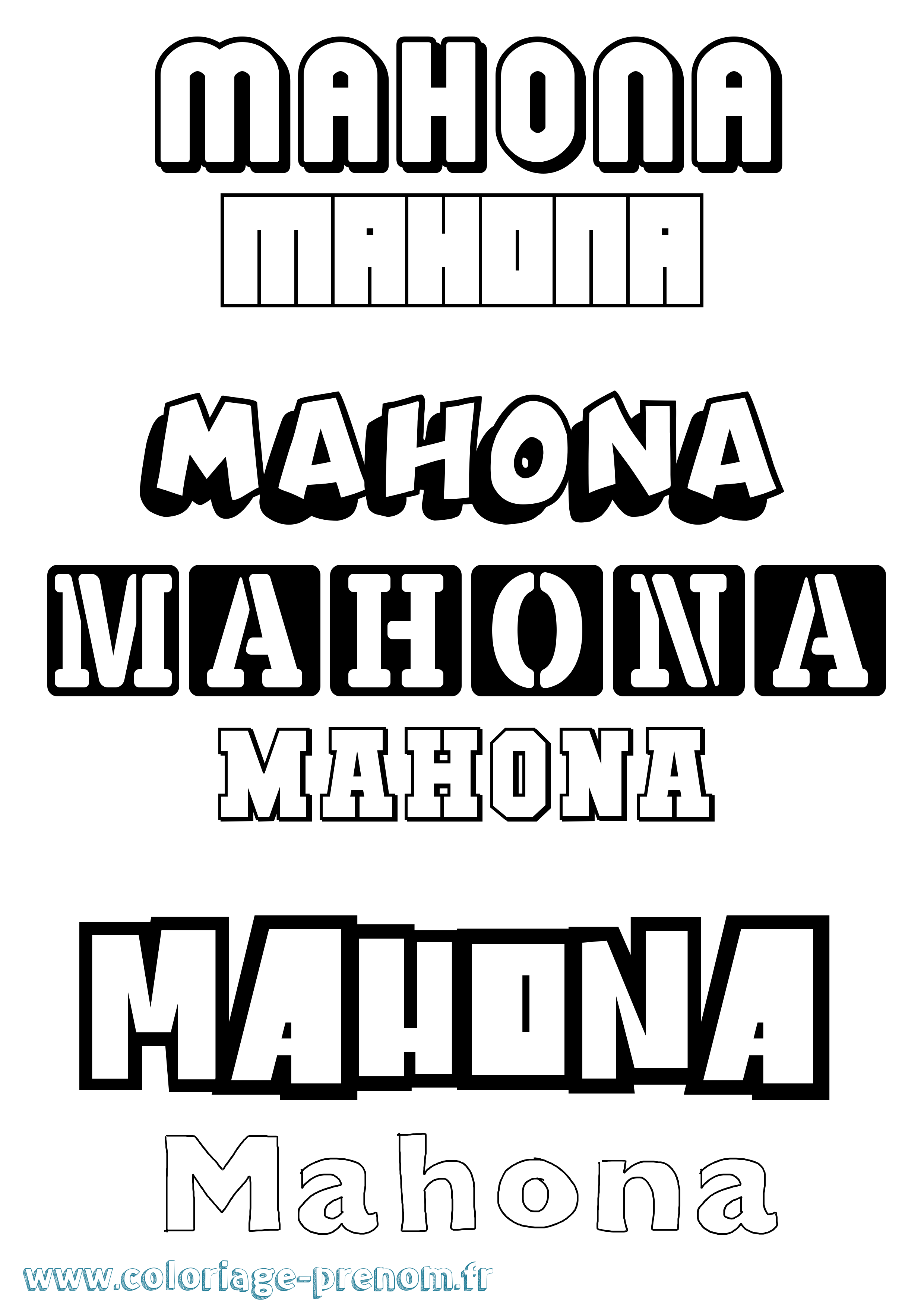 Coloriage Mahona Simple Coloriage prénom Mahona Simple