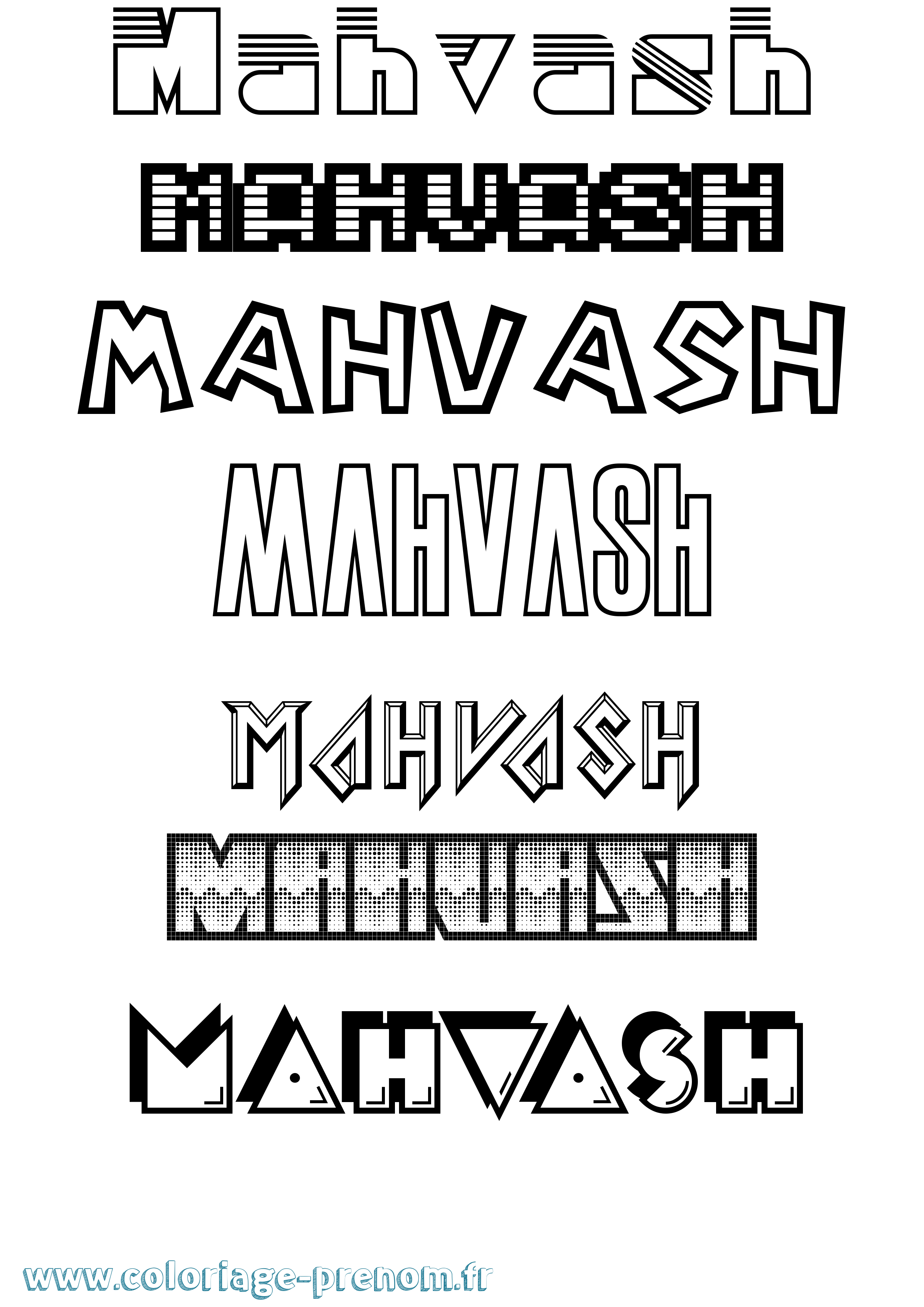 Coloriage Mahvash Jeux Vidéos Coloriage prénom Mahvash Jeux Vidéos