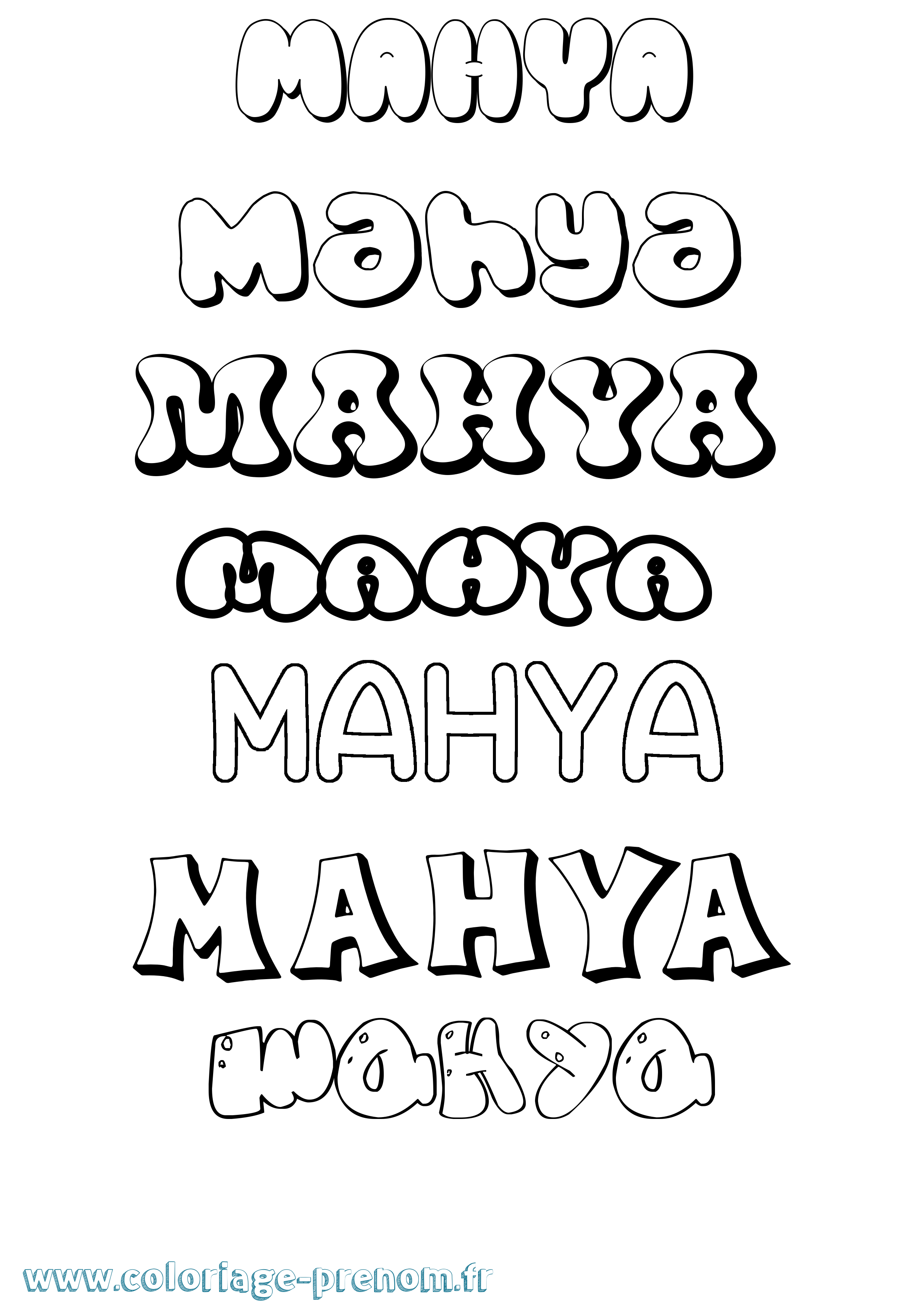 Coloriage Mahya Bubble Coloriage prénom Mahya Bubble